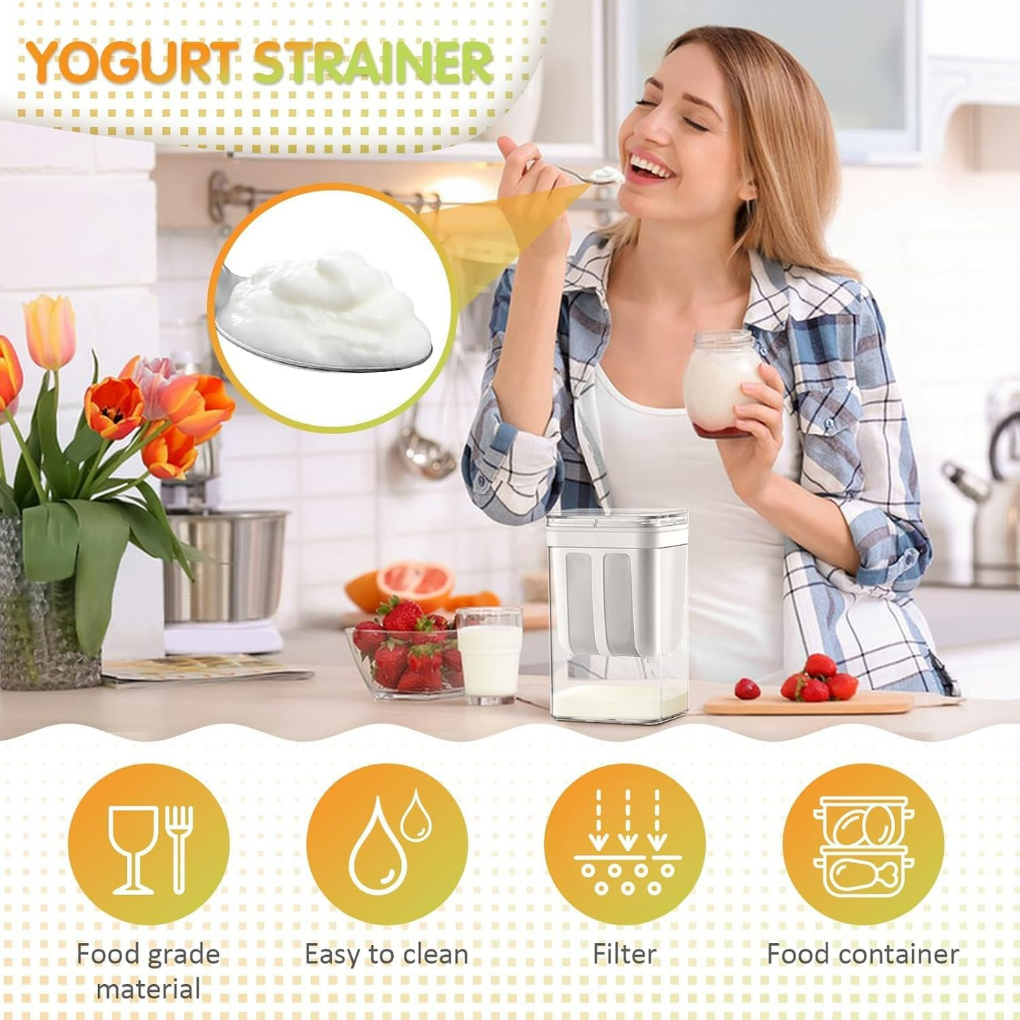 Greek Yogurt Strainer 1100ml – Multi-Purpose Yogurt Maker - Medaid International