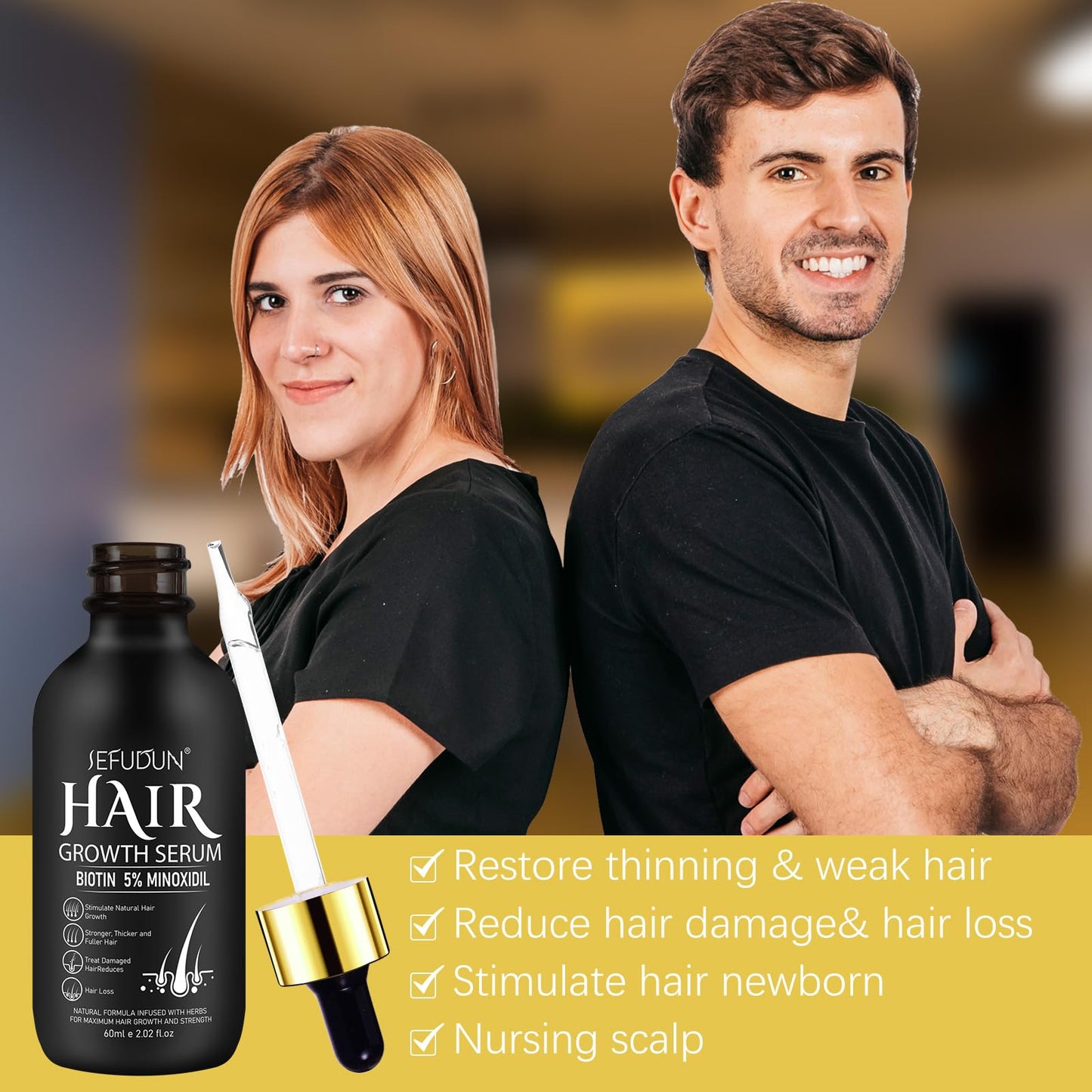 2 Pack 5% Minoxidil Hair Growth Serum,Minoxidil For Men and Women Hair,2.02 oz Biotin Hair Regrowth Serum Treatment For Getting Thicker Healthier Hair - Medaid International