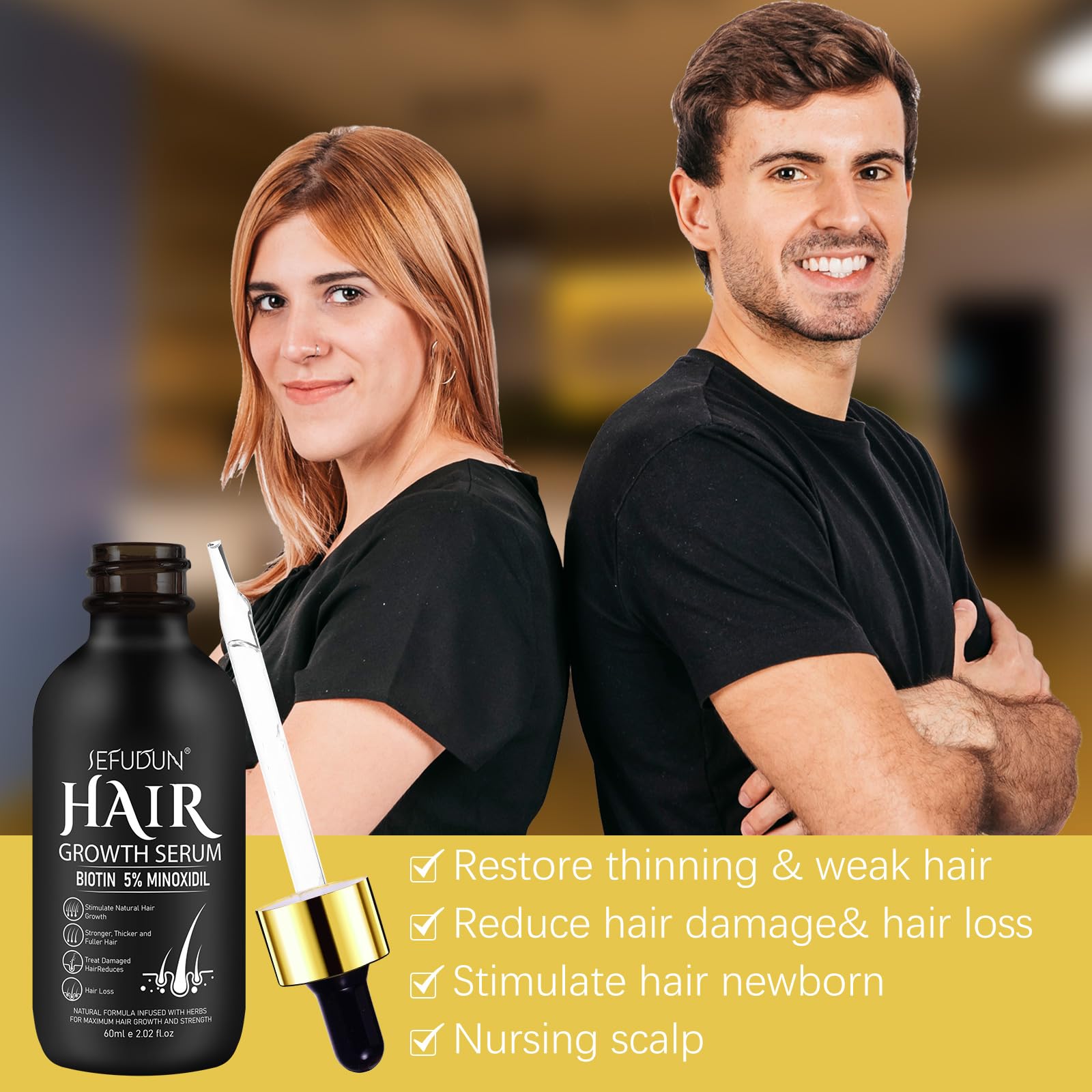 2 Pack 5% Minoxidil Hair Growth Serum,Minoxidil For Men and Women Hair,2.02 oz Biotin Hair Regrowth Serum Treatment For Getting Thicker Healthier Hair - Medaid International