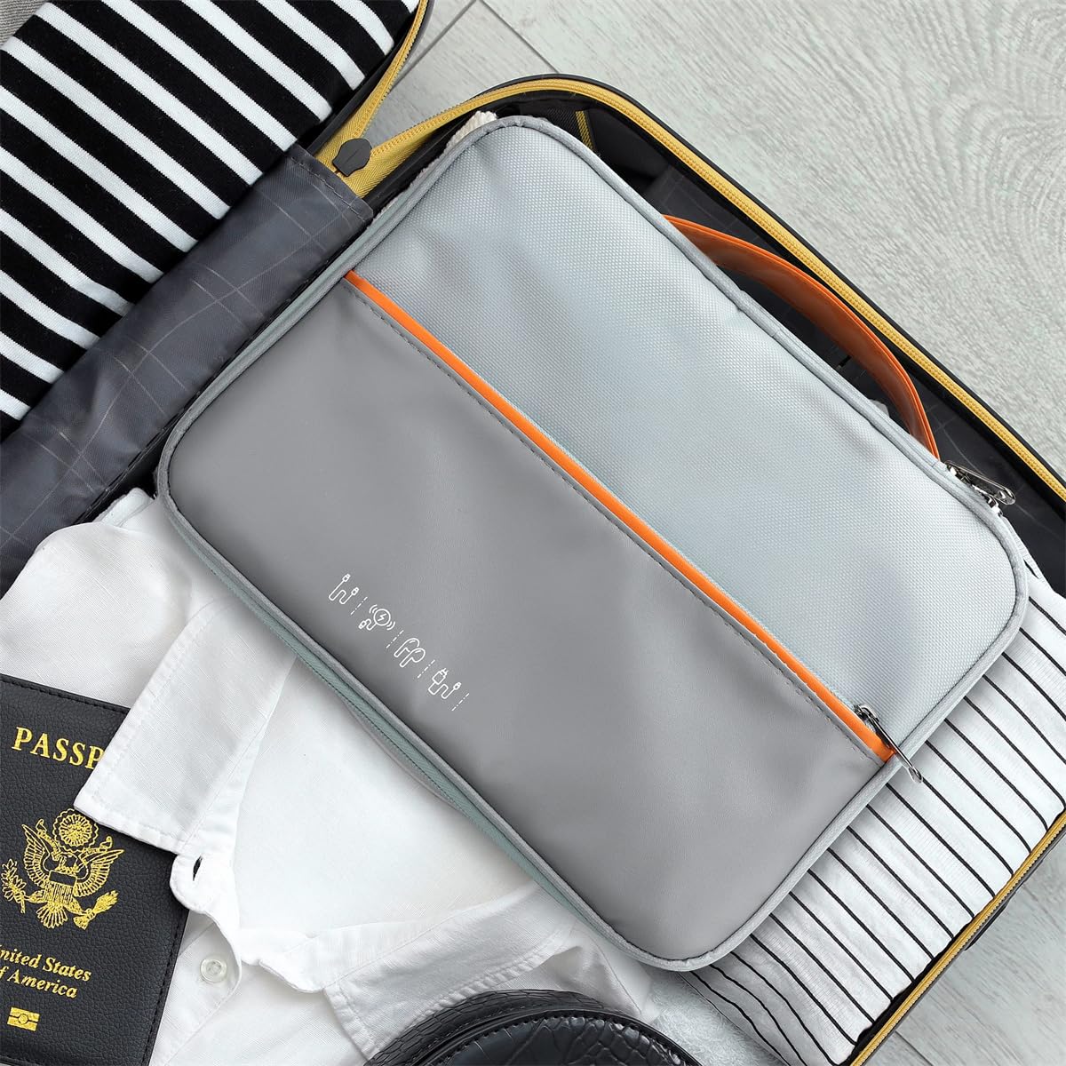 TERRIFI Electronic Cable Organizer Bag, Multiple Compartments for Travel Essentials, Organize Cables, Chargers, Phones, Earphones, Power Banks, Earbuds, and Hard Drives, Grey