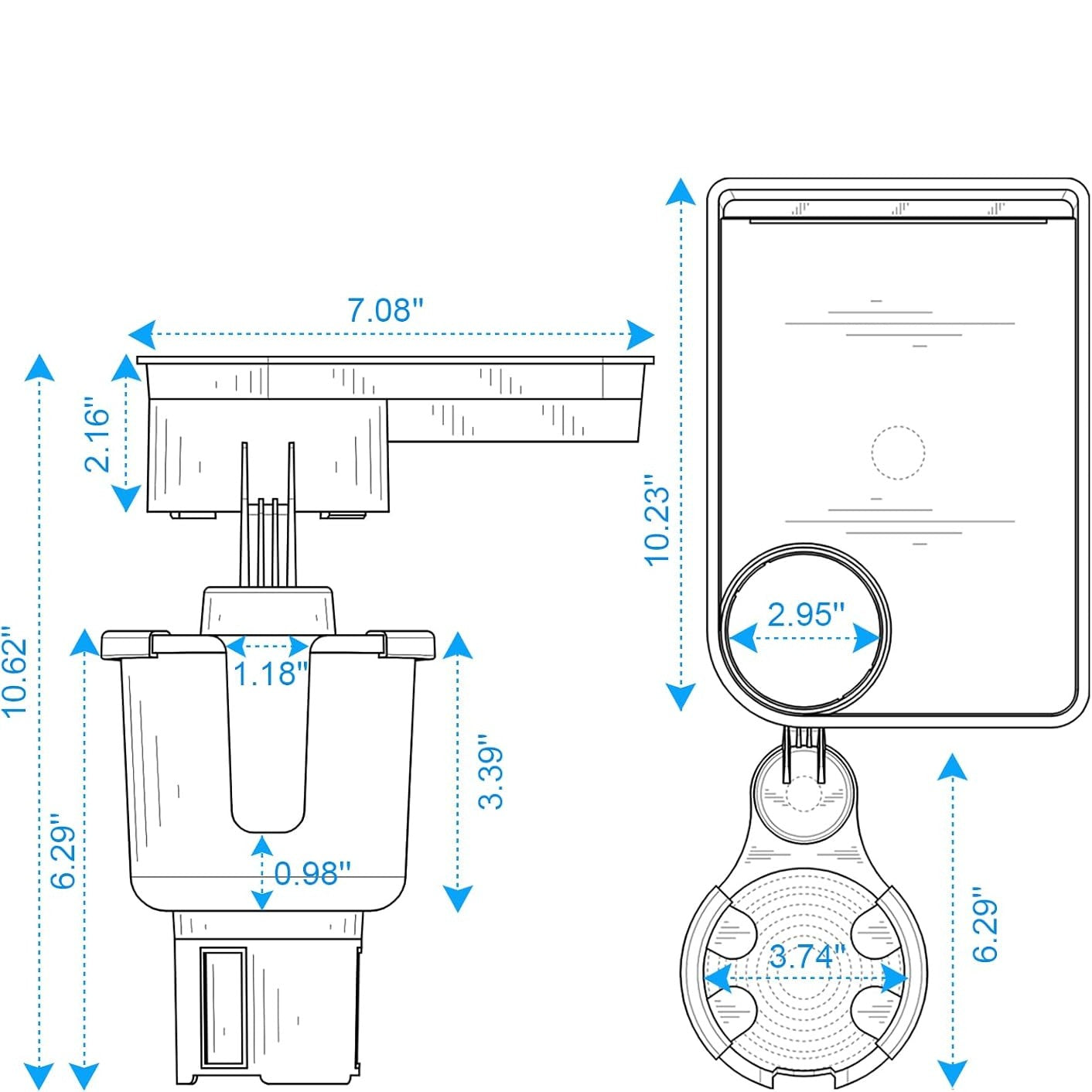 Car Cup Holder Expander with Food Tray