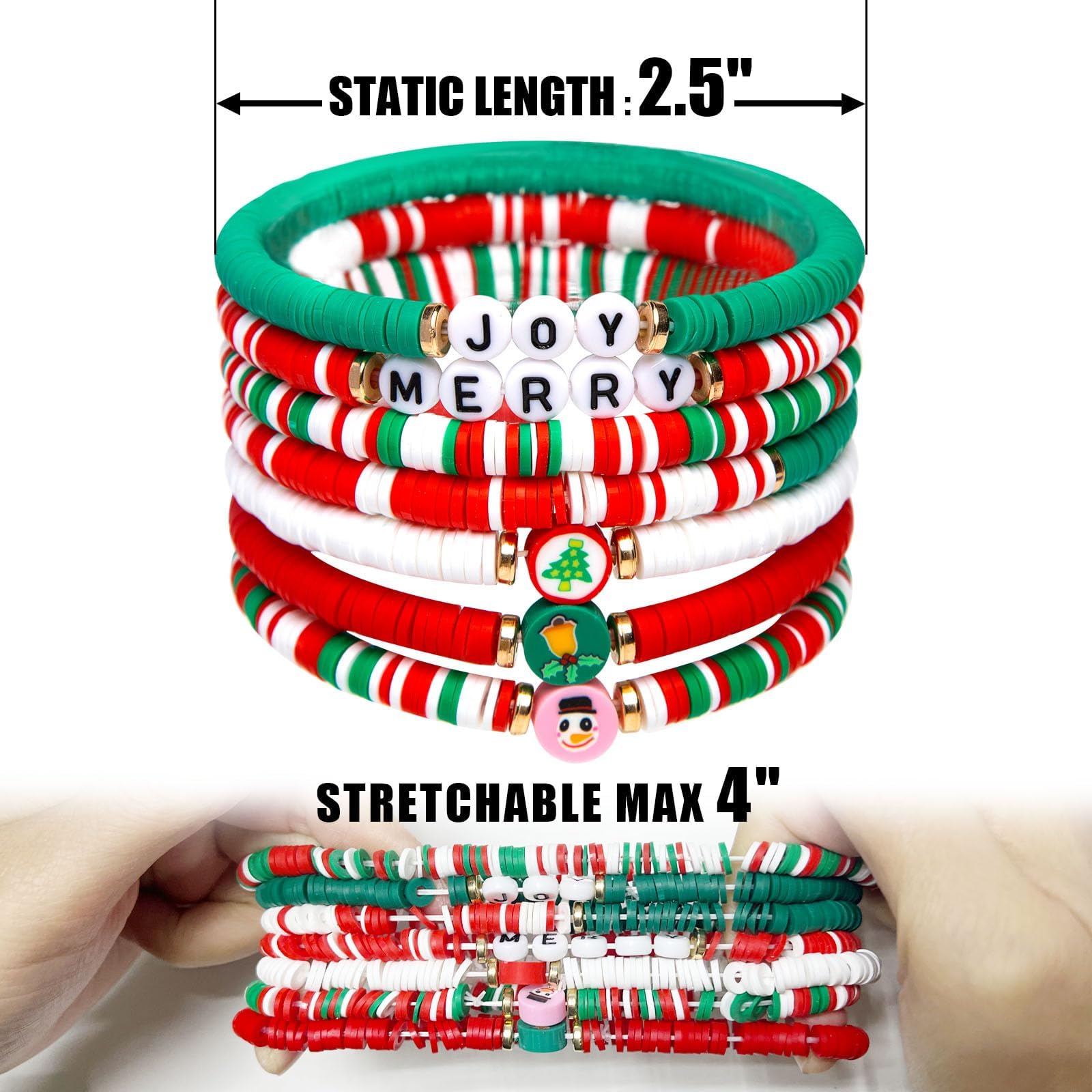 ecozran 7-Pieces Christmas Bracelets Set Jewelry for Women Preppy Stuff Cute X-mas Gifts for Women (Christmas-1) - Medaid International