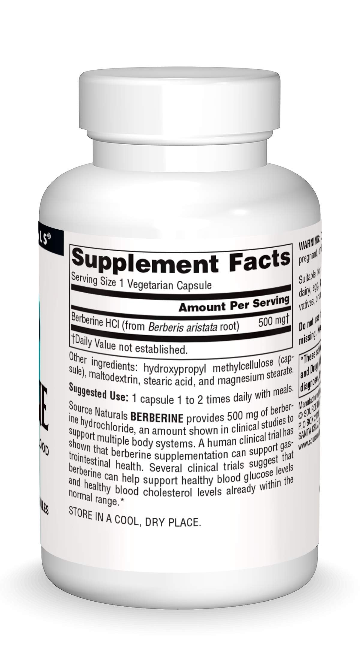 Source Naturals Berberine Vegetable Capsule, for Gastrointestinal Support* - 30 Vegetarian Capsules - Medaid International