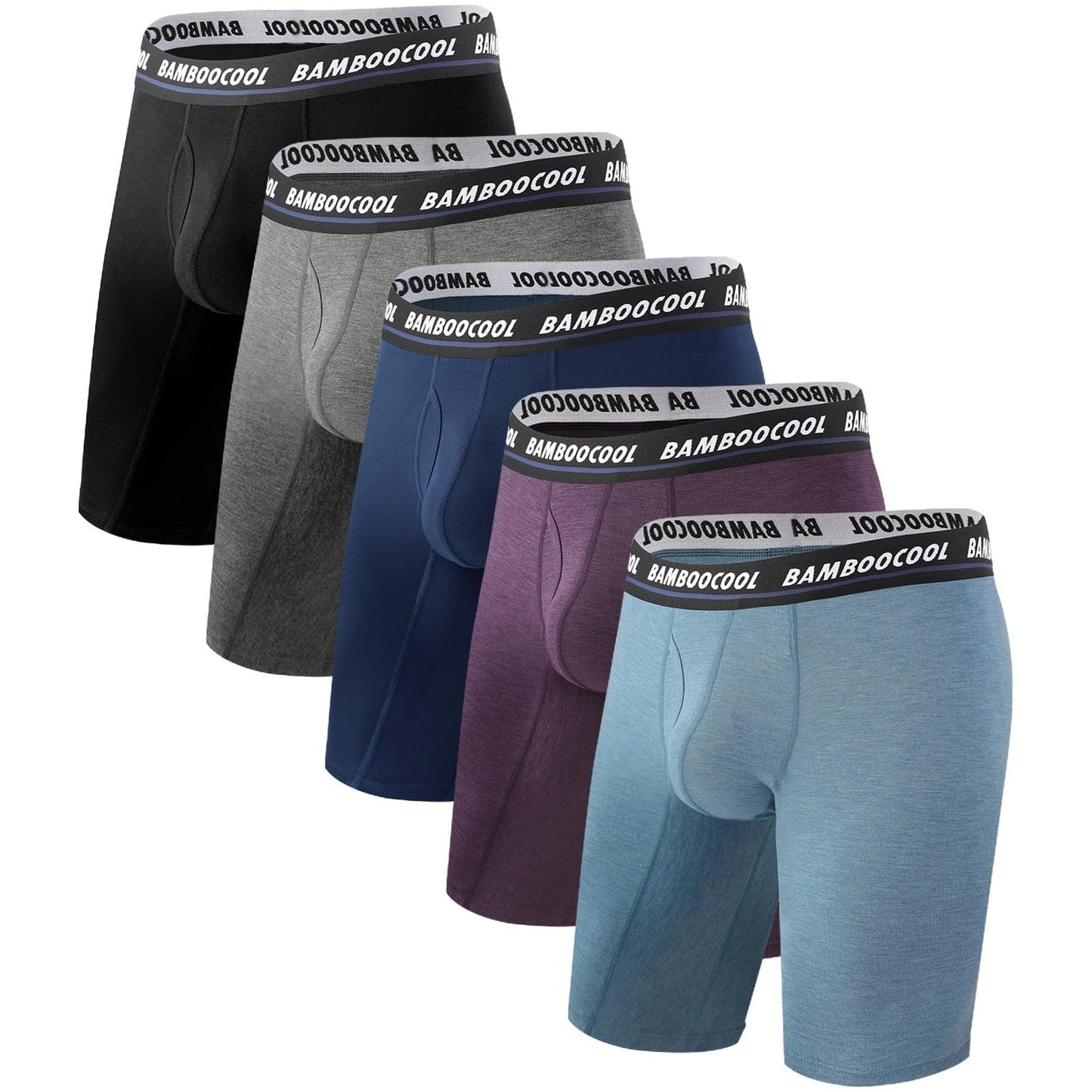 BAMBOO COOL Men's Long Boxer Briefs Performance Long Leg Sports Boxer Brief Underwear MultiPack - Medaid International