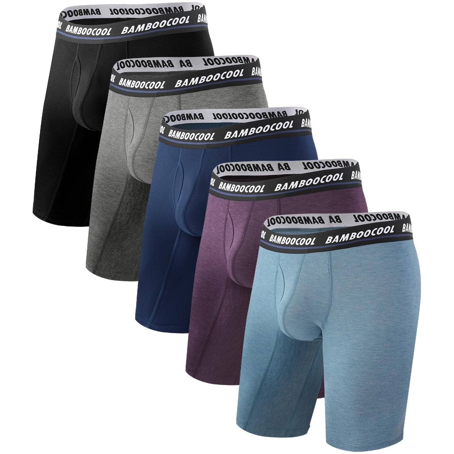 BAMBOO COOL Men's Long Boxer Briefs Performance Long Leg Sports Boxer Brief Underwear MultiPack - Medaid International