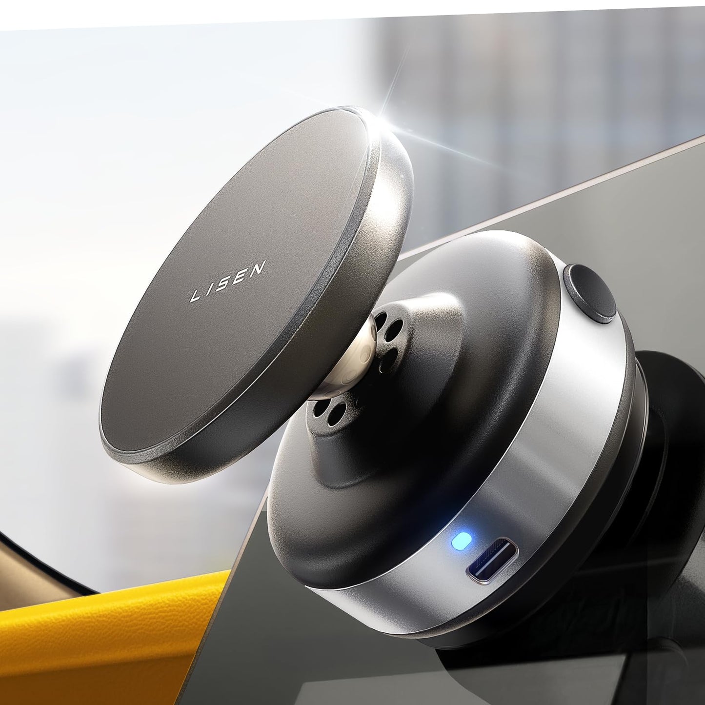 LISEN Suction Phone Mount, Content Creator Vlogging Portable Super Stable Electric Vacuum Magnetic Phone Holder, 360 Adjustable Travel Multi-Scene TikTok for iPhone 17 Pro Max Air 16e 16 15 14 13 - Medaid International