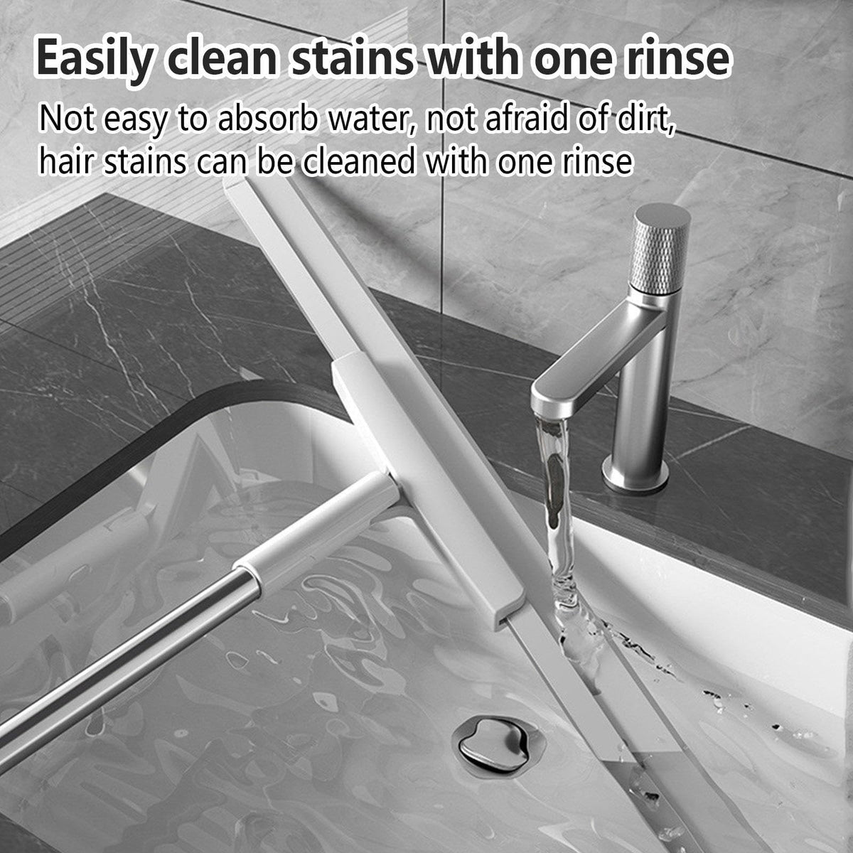 KASTWAVE Silicone Broom, Squeegee, Pet Hair Remover with Brush and 2 Scrape, 49'' Adjustable Handle Rubber Broom for Pet Hair Hardwood Floor, Broomi for Smooth Floors, Rugs, Windows, Glass