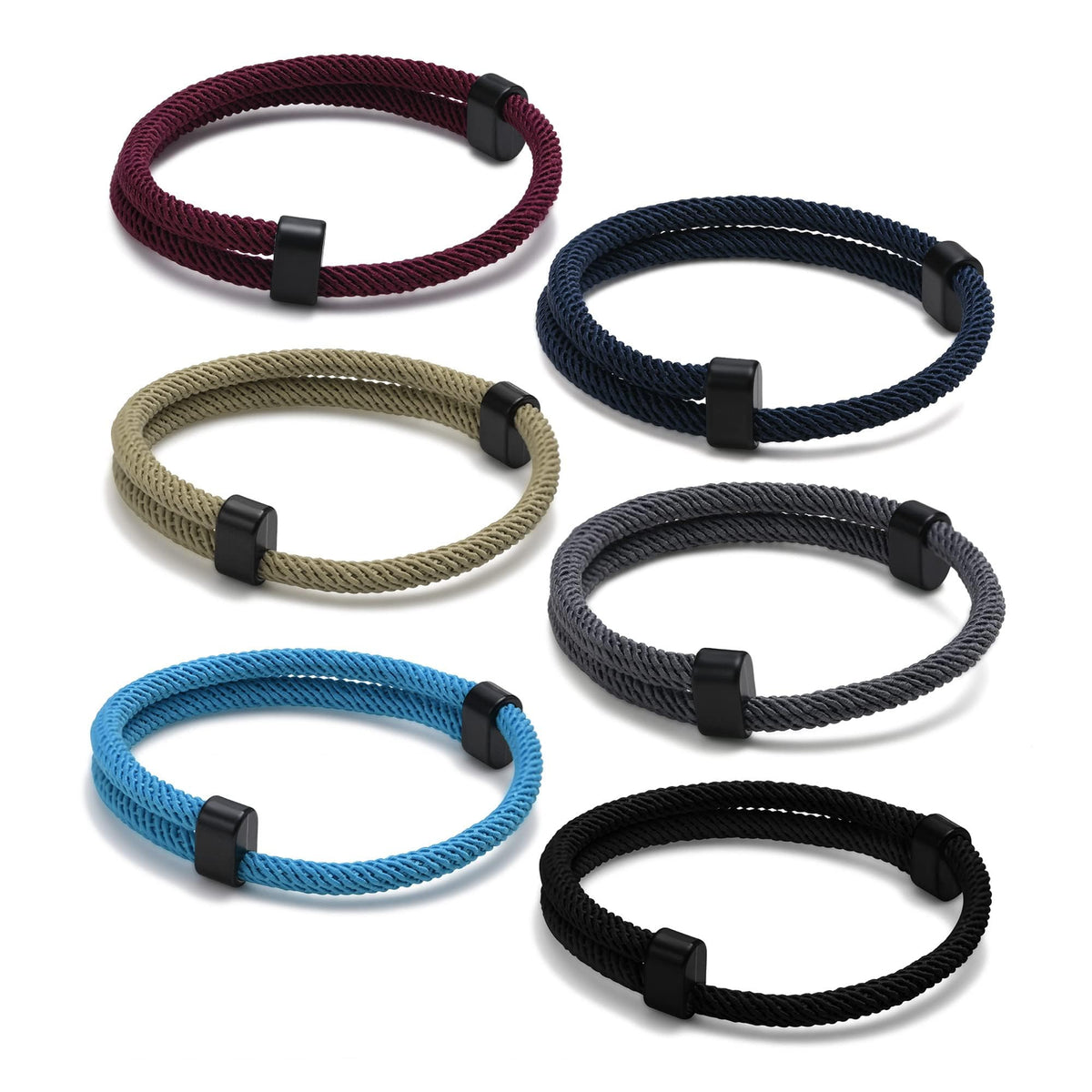 TERRIFI Nautical Braided Rope Bracelets Set, 6 Pcs Adjustable Braided Cord Bracelet, Men Women Braided Bracelets, Handmade Navy Marine String Bracelet