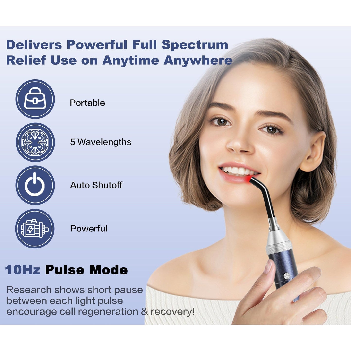 Infrared Red Light Therapy Device for Joints & Muscles Pain Relief, 460:630:660:850:900nm Cold Sore Canker Fever Treat, Portable Near Infrared Wand for Face & Body Mouth Nose Effective 2 in 1 Modes - Medaid International