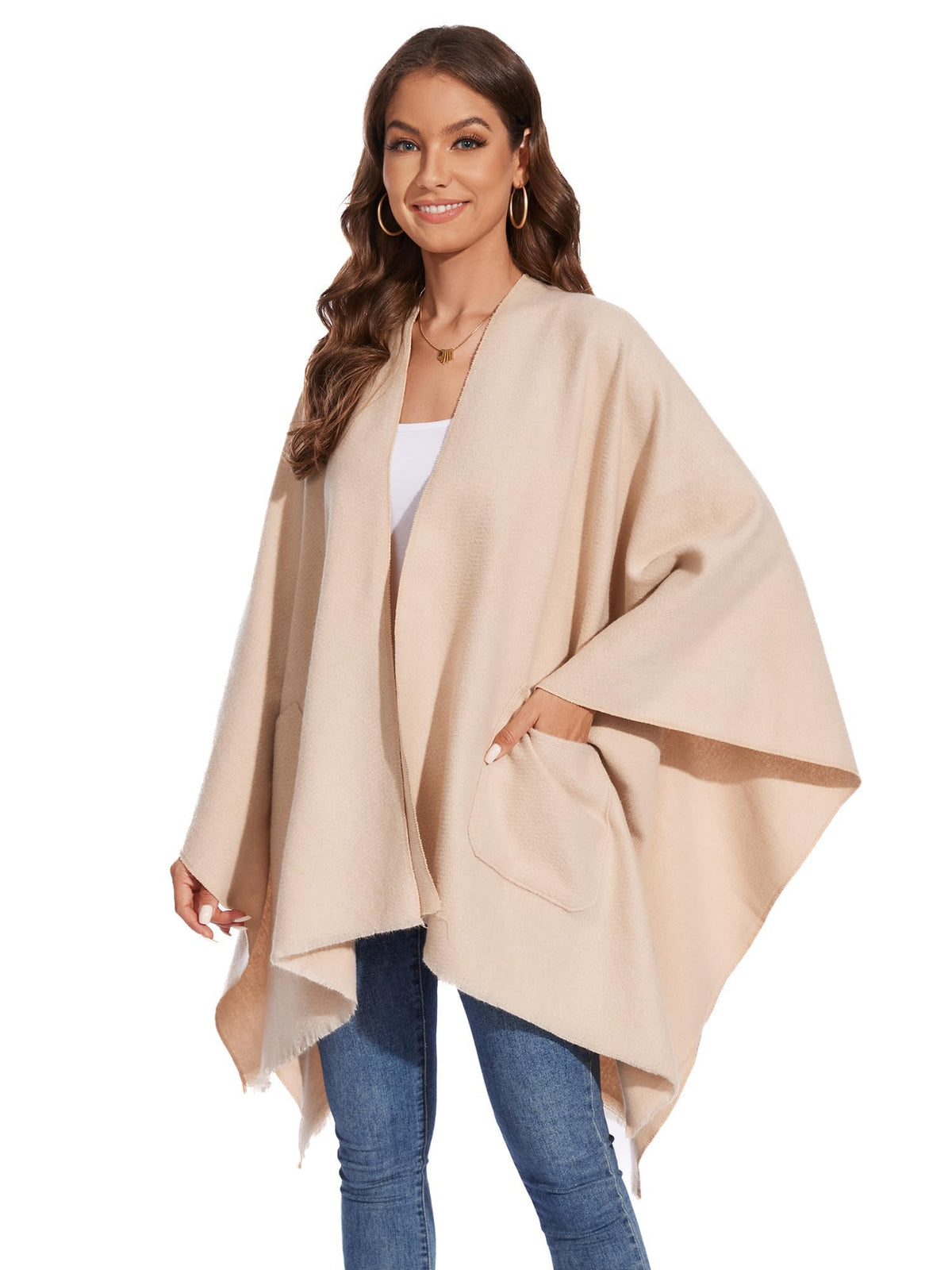 KASTWAVE Knit Shawl Wraps for Women, Wraps Oversized Winter Scarf, Warm Poncho Sweater, Tassels Open Front capes, Warm Wearable Blanket Long Cardigans Sweater Coats Birthday Gifts for Ladies