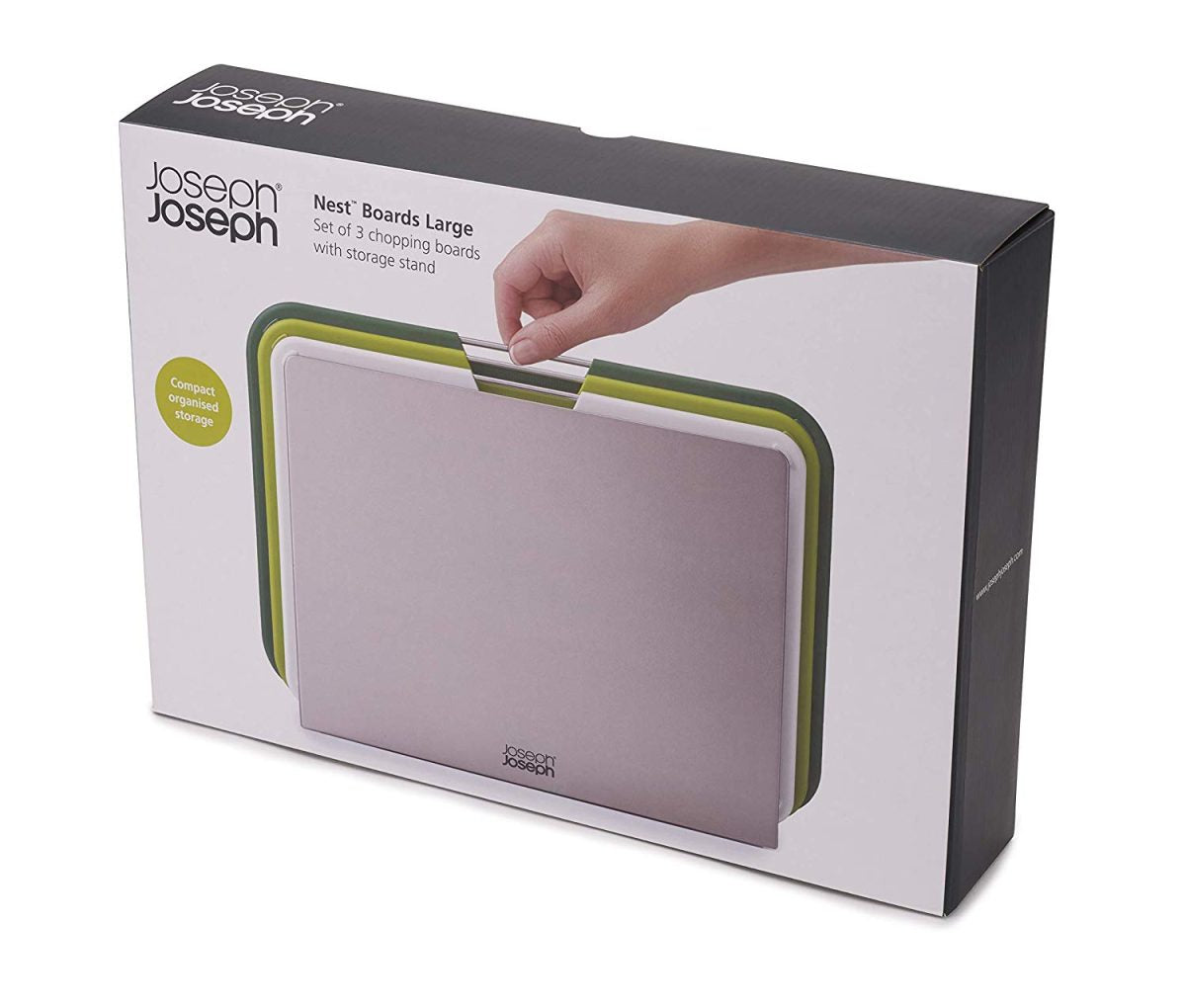 Joseph Joseph Nest Plastic Cutting Set with Storage Stand 3 Different Sized Boards, Large, Green