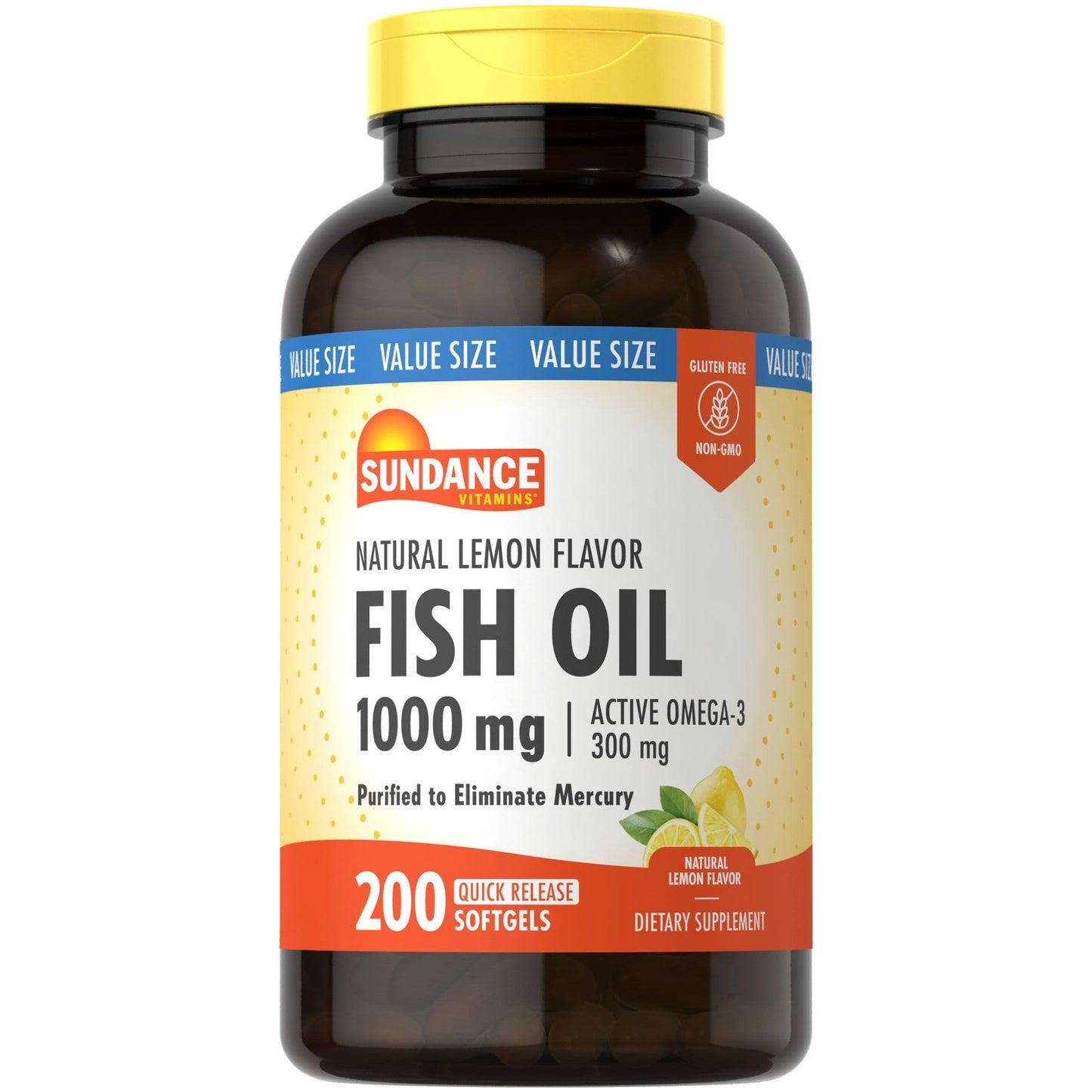 Sundance Fish Oil Softgels 1000mg with Active Omega-3 | 200 Softgels | Natural Lemon Flavor | Non-GMO and Gluten Free Supplement - Medaid International
