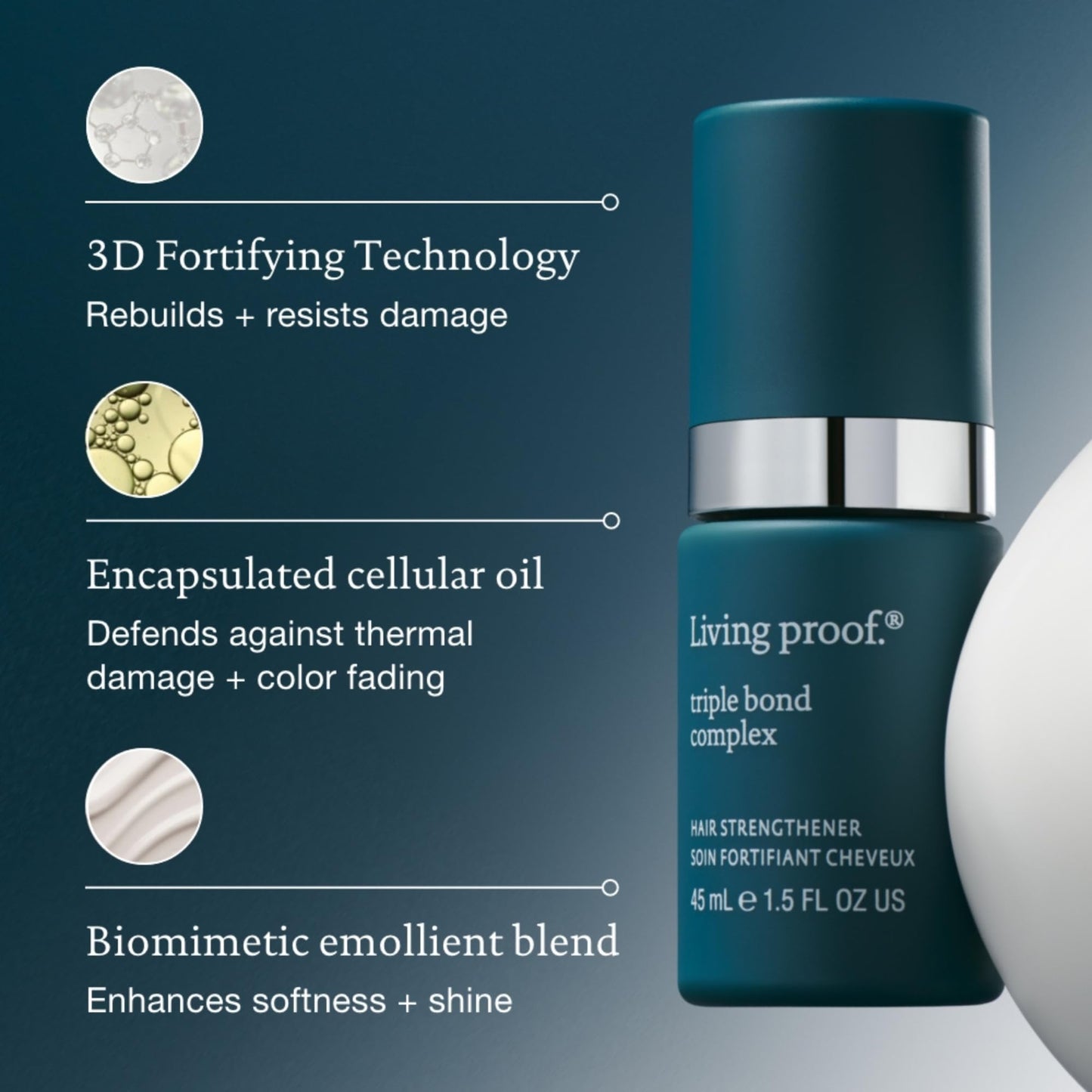 Living Proof Triple Bond Complex Leave-In Treatment and Hair Mask for All Hair Types – Rebuilds Hair Structure, Repairs Damage, Heat Protection, Long-Lasting Results, 1.7 oz - Medaid International