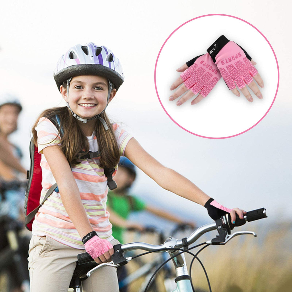 TERRIFI Kids Sport Gloves, Kids Half Finger Gloves, Kids Boys Girls Cycling Gloves, Kids Fishing Gloves for Cycling Camping Fishing Outdoor Sports
