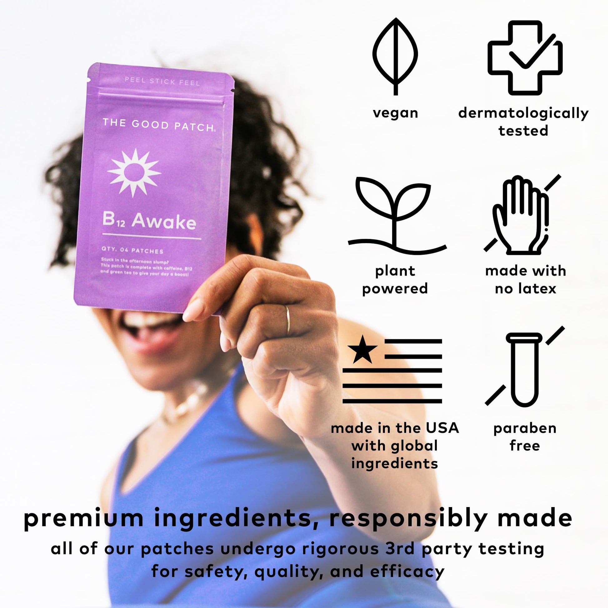 The Good Patch B12 Awake Patch, Natural Patch with Caffeine, B12, and Green Tea Extract, Plant Powered Wearable Wellness, Helps to Promote Energy (8 Total Patches) - Medaid International
