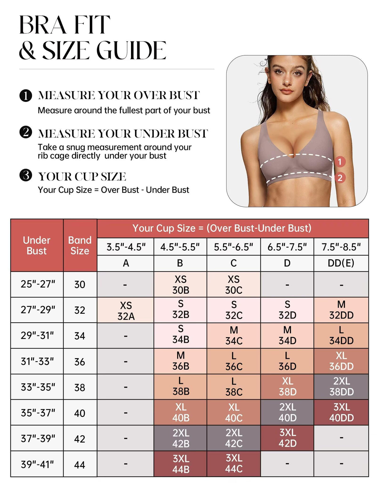 TERRIFI Women‘s Wireless Push Up Seamless Bra, V Neck Plunge Bralette, Soft Comfortable Tshirt Bra for Daily Wear (Grey Size M)