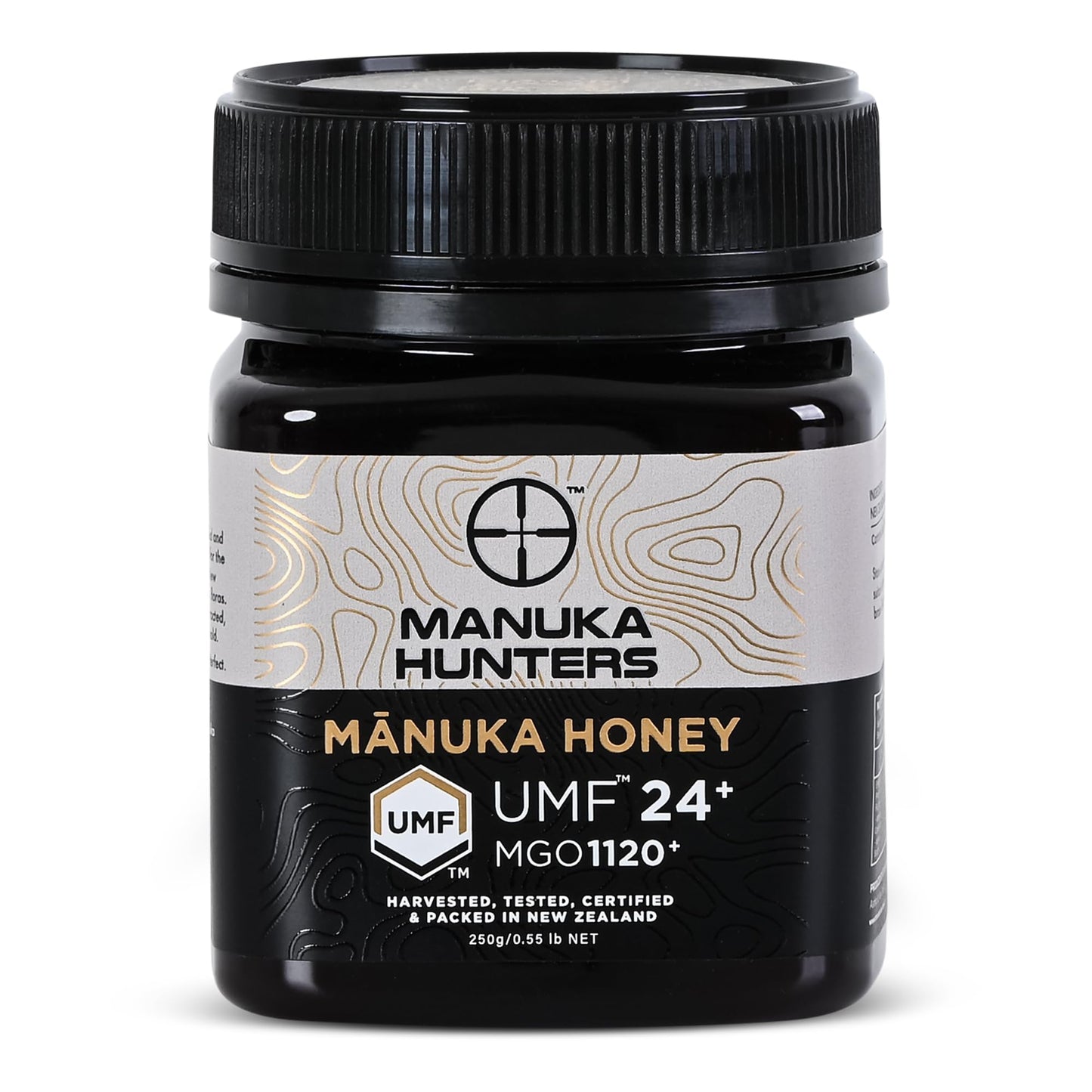 Manuka Hunters UMF 24+/MGO 1120+ Certified New Zealand Manuka Honey - 100% Pure Natural Sweetener - Gluten, Dairy Free - Ideal for Tea, Coffee, Smoothies, and Baking - Sustainable - 8.8oz/250g Jar - Medaid International