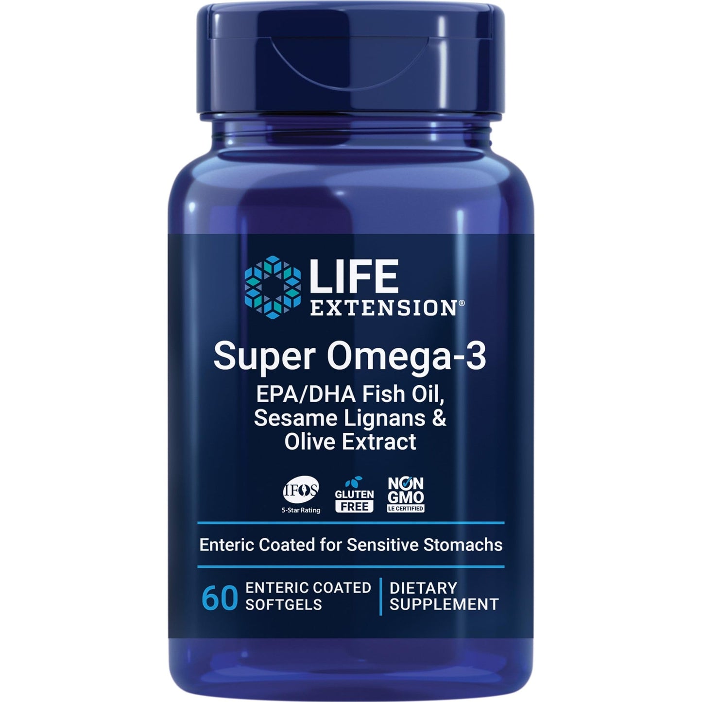 Life Extension Super Omega-3 EPA/DHA Fish Oil, Sesame Lignans & Olive Extract – Heart Health, Brain Health, Inflammation Health Support, Gluten-Free, Enteric-Coated, Non-GMO, 60 Softgels - Medaid International