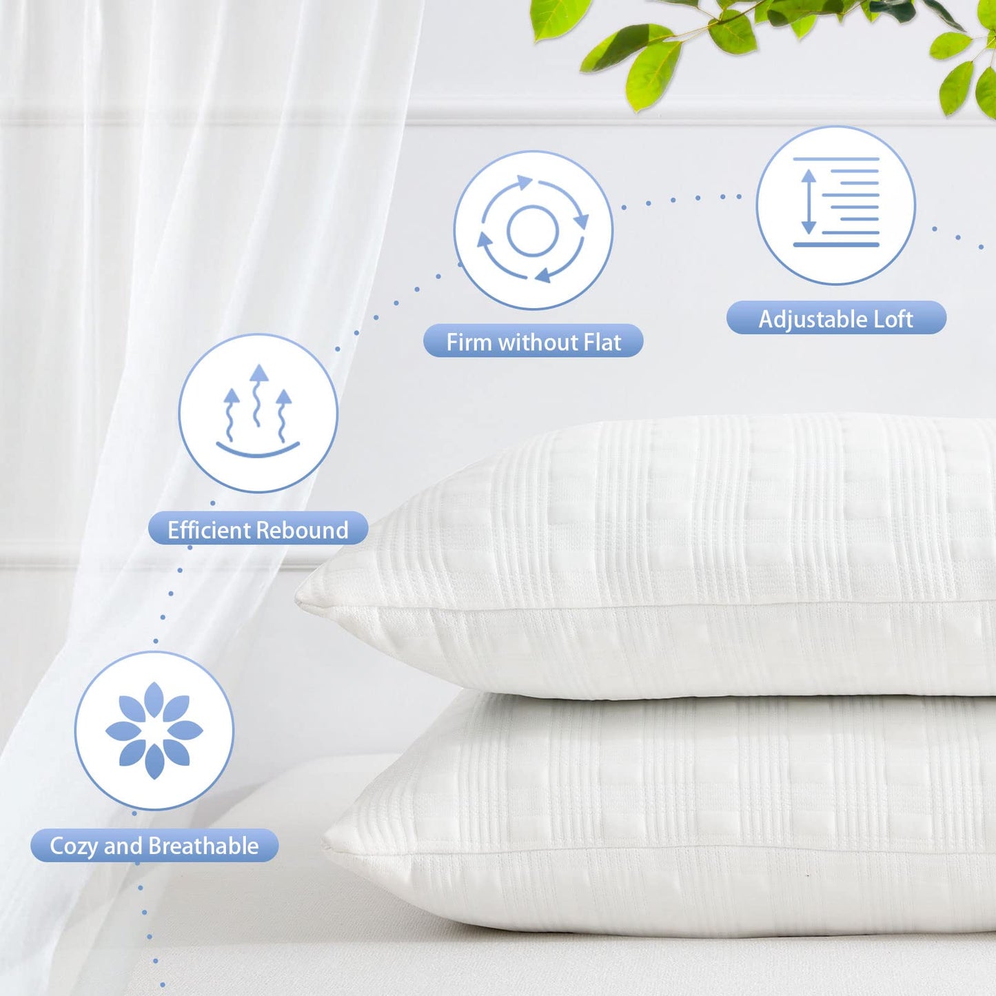 Meoflaw Cooling Pillows for Sleeping King Size Set of 2,Shredded Memory Foam Bed Pillow with Pillow Case-Double Sided Material,Adjustable Loft King Pillow for Side & Back Sleeper-Medium Firm - Medaid International