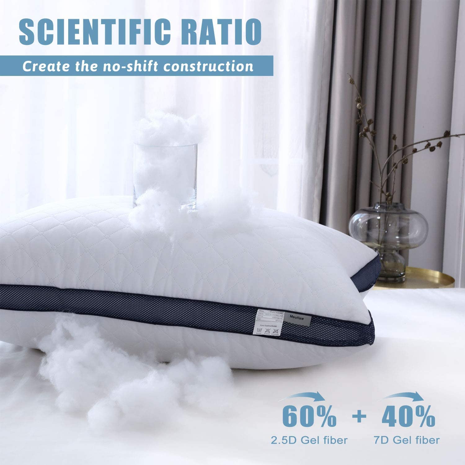 Meoflaw Pillows for Sleeping (2-Pack), Luxury Hotel Pillows Queen Size Set of 2,Bed Pillows for Side and Back Sleeper (Queen) - Medaid International