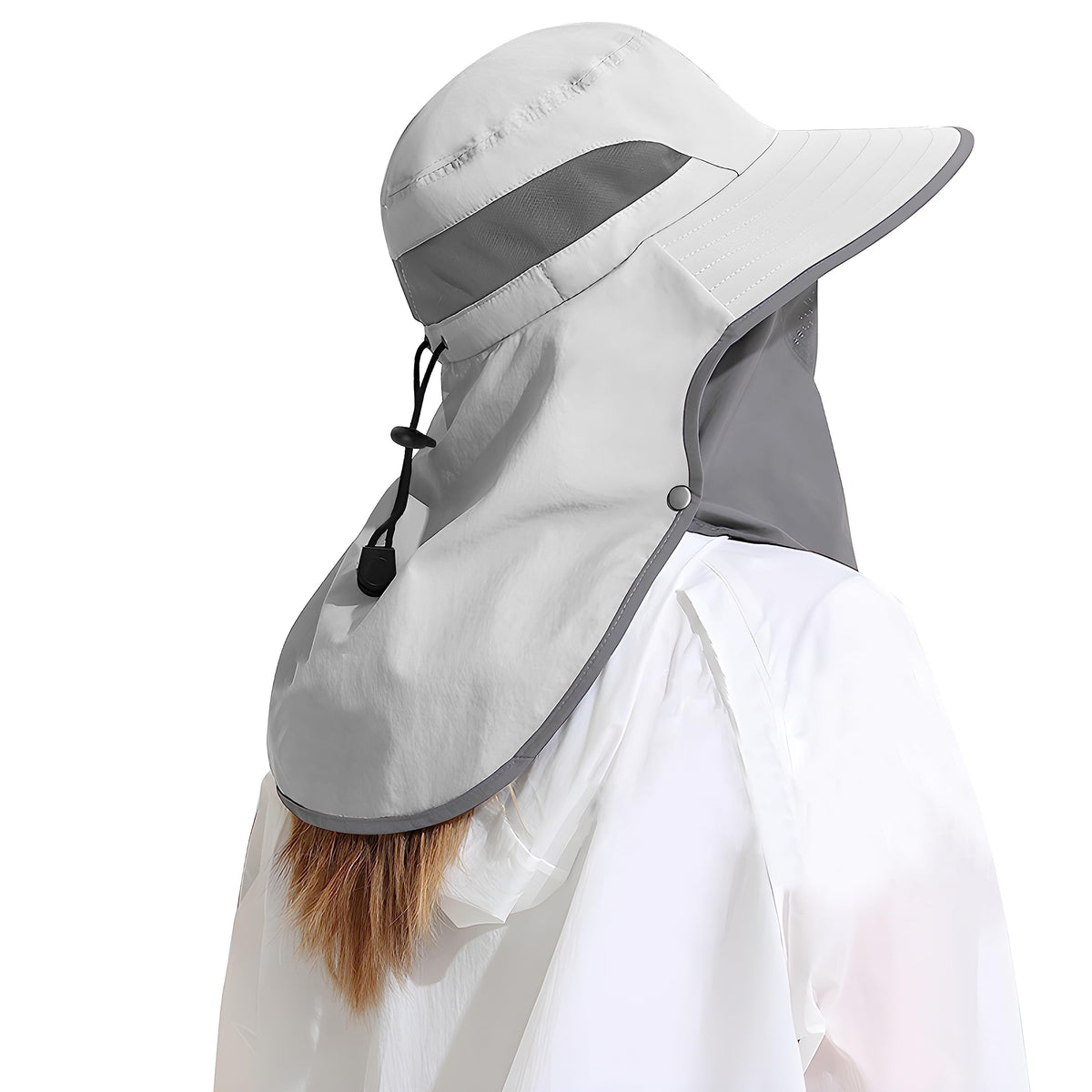 Outdoor Sun Hat for Men, 50+ UPF Protection Safari Cap Wide Brim Pure Cotton Fishing Hat with Neck Flap for Dad, Sunscreen Garden Hiking Beach Desert