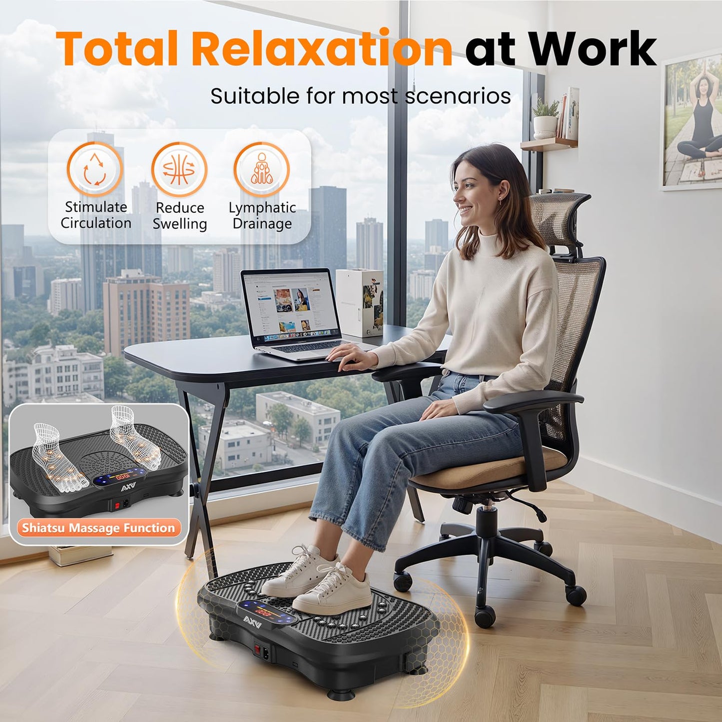 AXV Vibration Plate Fitness Platform Exercise Machine Vibrating Shaking Full Body Shaker Workout Vibrate Stand Shake Board Sport Gym for Weight Loss Fat Burner for Women Men Darkgray