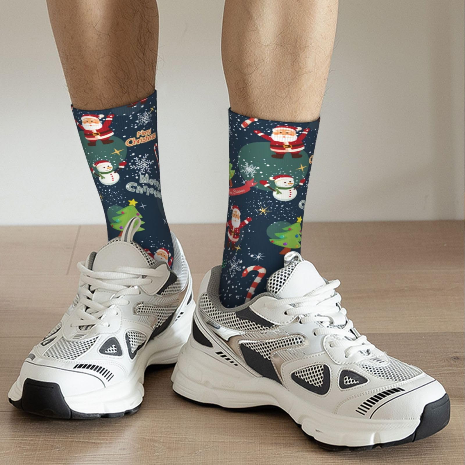 ASYG Christmas Red Snowflakes Socks Xmas Holiday Socks Funny Stockings Socks Gifts New Years Novelty Dress Crew Socks - Medaid International