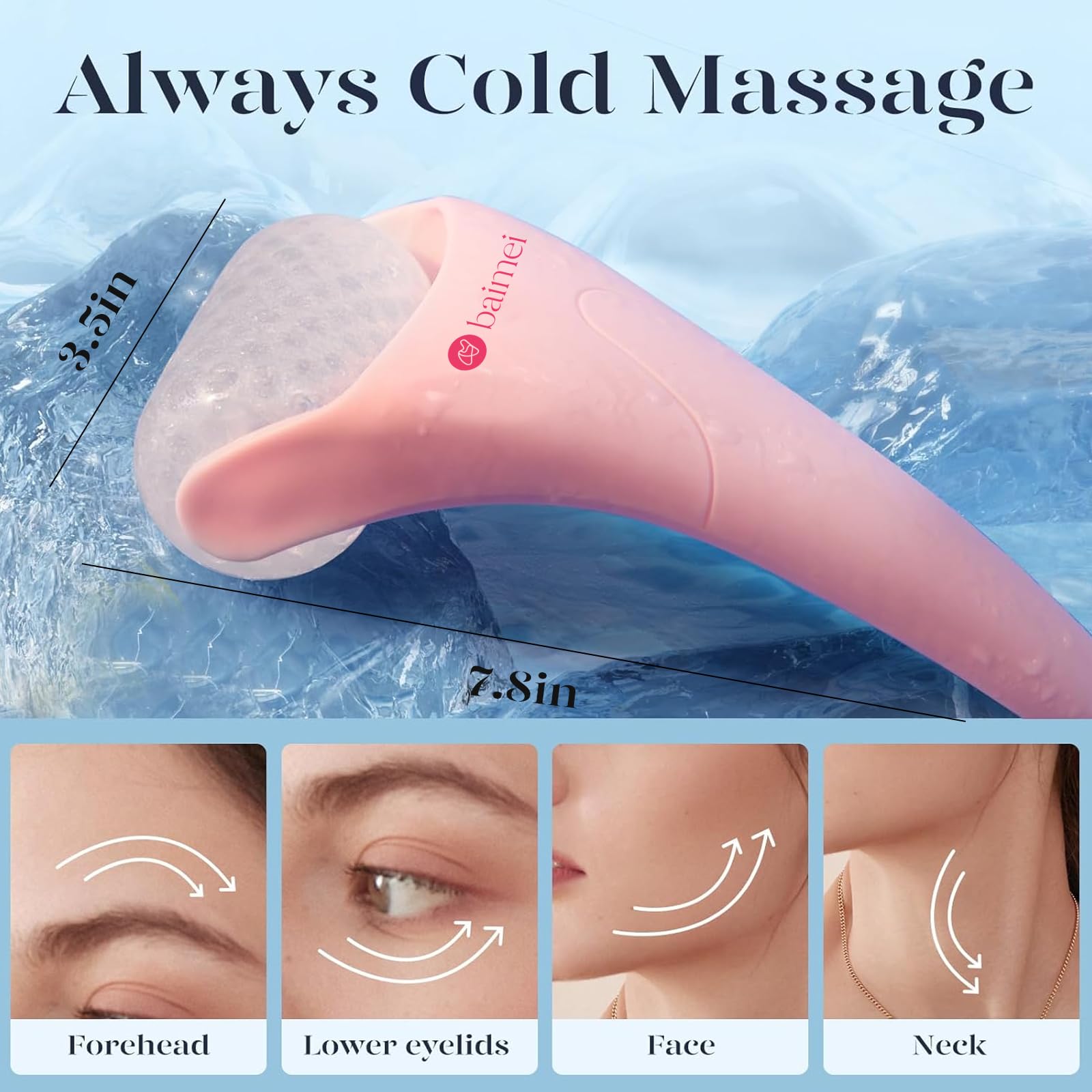 BAIMEI IcyMe Ice Roller for Face and Gua Sha Facial Tool Set, Ice Face Roller Reduces Puffiness Relieves Migraines Skin Care Tools, Self Care Gift for Women - Pink - Medaid International