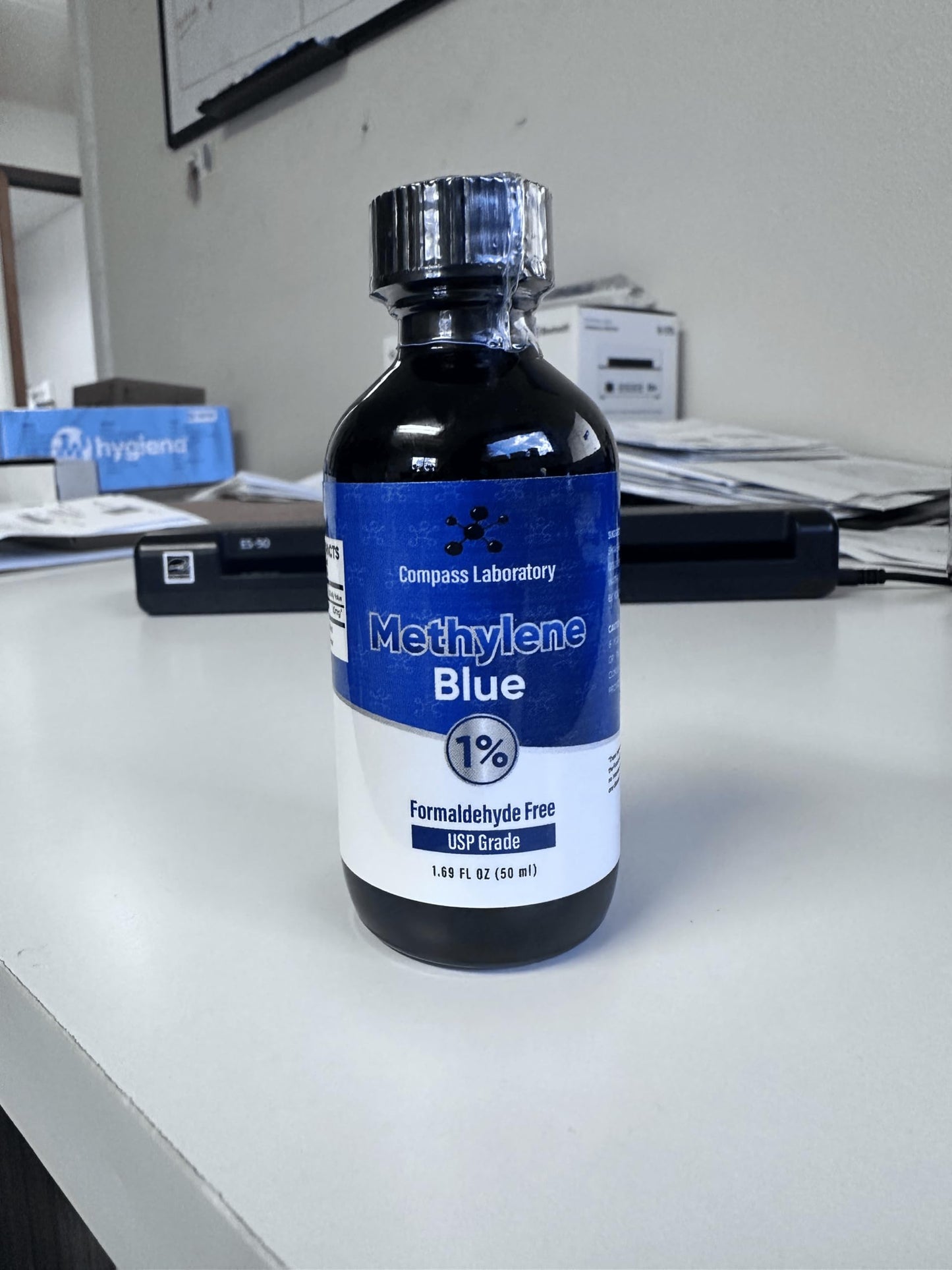COMPASS LABORATORY Methylene Blue Pharmaceutical Grade, USP Grade, Third-Party Tested Dietary Supplement for Humans, No Formaldehyde, Made in USA (1% 50ml Bottle) - Medaid International