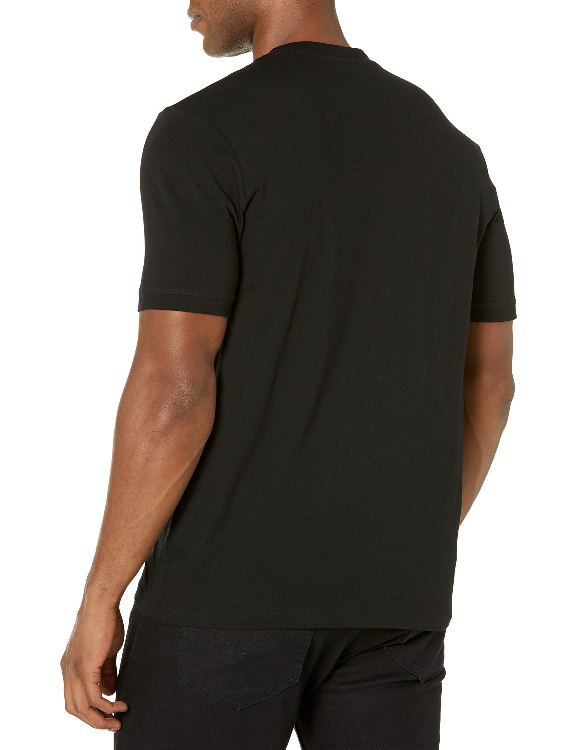 HUGO Mens Ribbed Crew Neck Regular Fit Center Logo T-Shirt, Raven Black, X-Large US - Medaid International