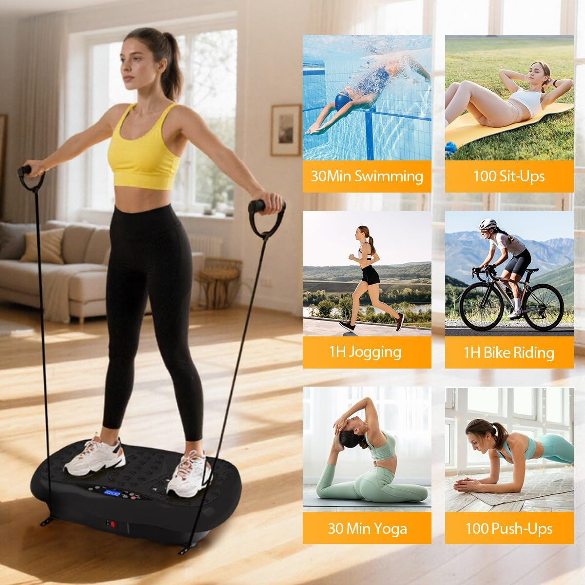 FURFAST Vibration Plate Exercise Machine, 10 Auto Modes/200-Levels Vibrating Plate for Lymphatic Drainage Weight Loss, 450lbs Capacity Whole Body Shake Plate for Women Men