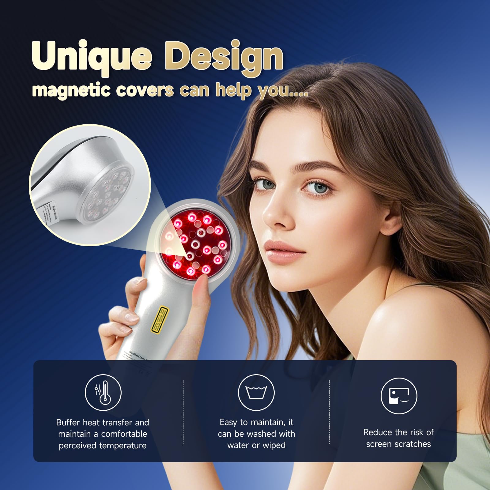 Infrared Red Light Therapy for Pet, Ariysah Cold Laser Therapy Device with Magnetic Cover, Home Handheld Light Therapy Device, Suitable for Body Pain Relief, Gifts for the Elderly(3*808nm+13*650nm) - Medaid International