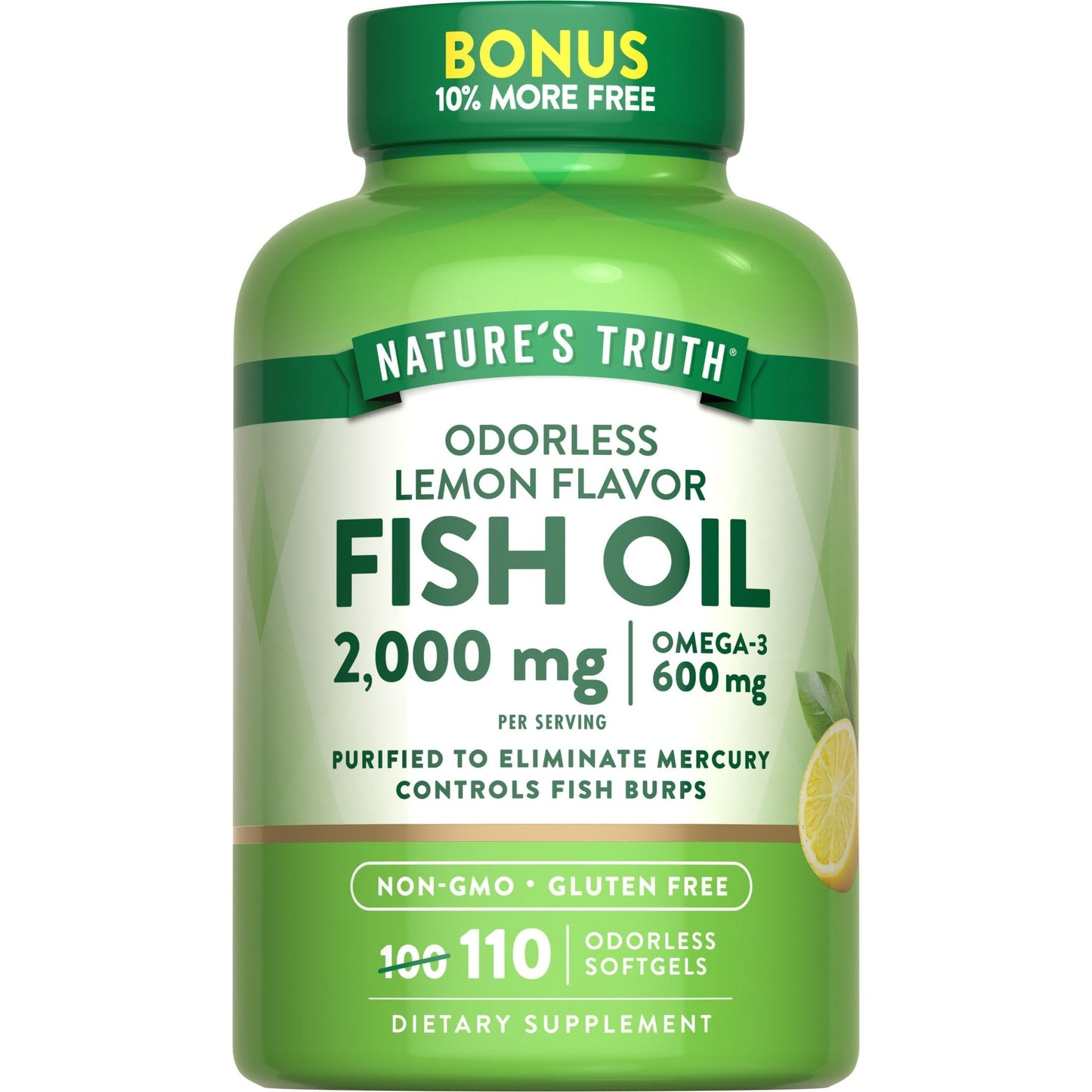Nature's Truth Fish Oil 2000mg | 110 Softgels | Omega-3 | Lemon Flavor | Non-GMO & Gluten Free Supplement - Medaid International