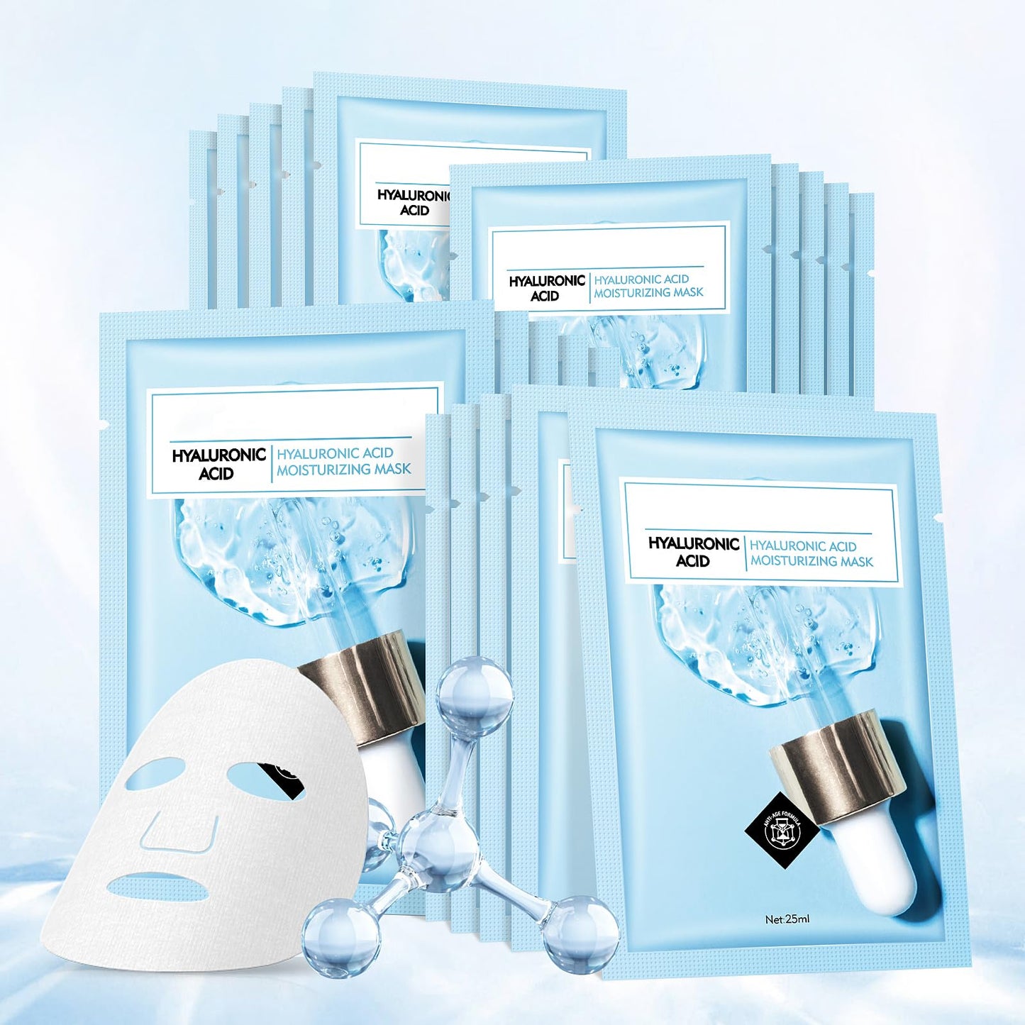 Face Mask Skin Care Hydrating Anti Aging Facial Mask Hyaluronic Acid Sheet Pack Deep Moisturizing Hydration Facemask Sheets for Women SkinCare Beauty Smoothing Rejuvenating Growing Gifts10 Sheets - Medaid International