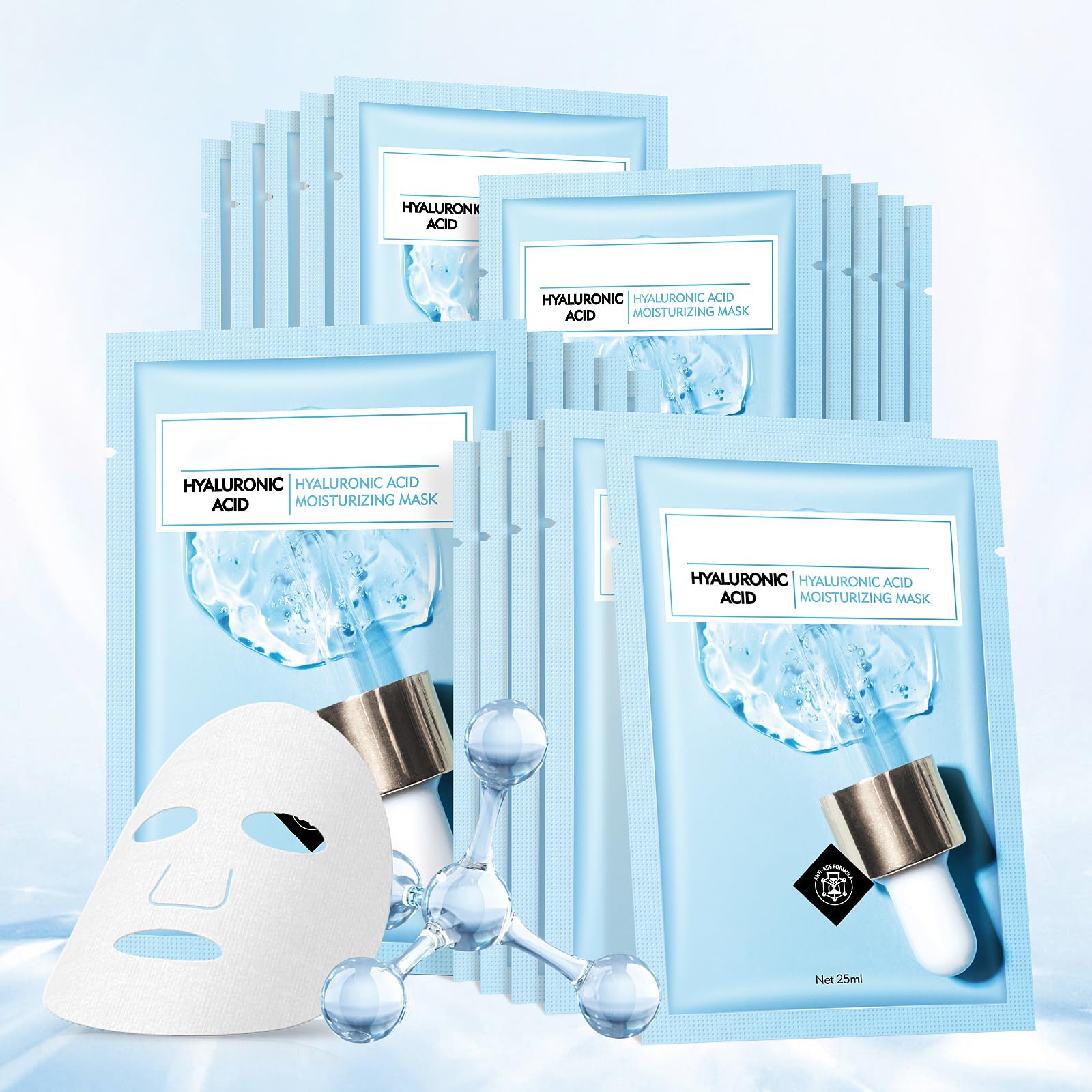 Face Mask Skin Care Hydrating Anti Aging Facial Mask Hyaluronic Acid Sheet Pack Deep Moisturizing Hydration Facemask Sheets for Women SkinCare Beauty Smoothing Rejuvenating Growing Gifts10 Sheets - Medaid International