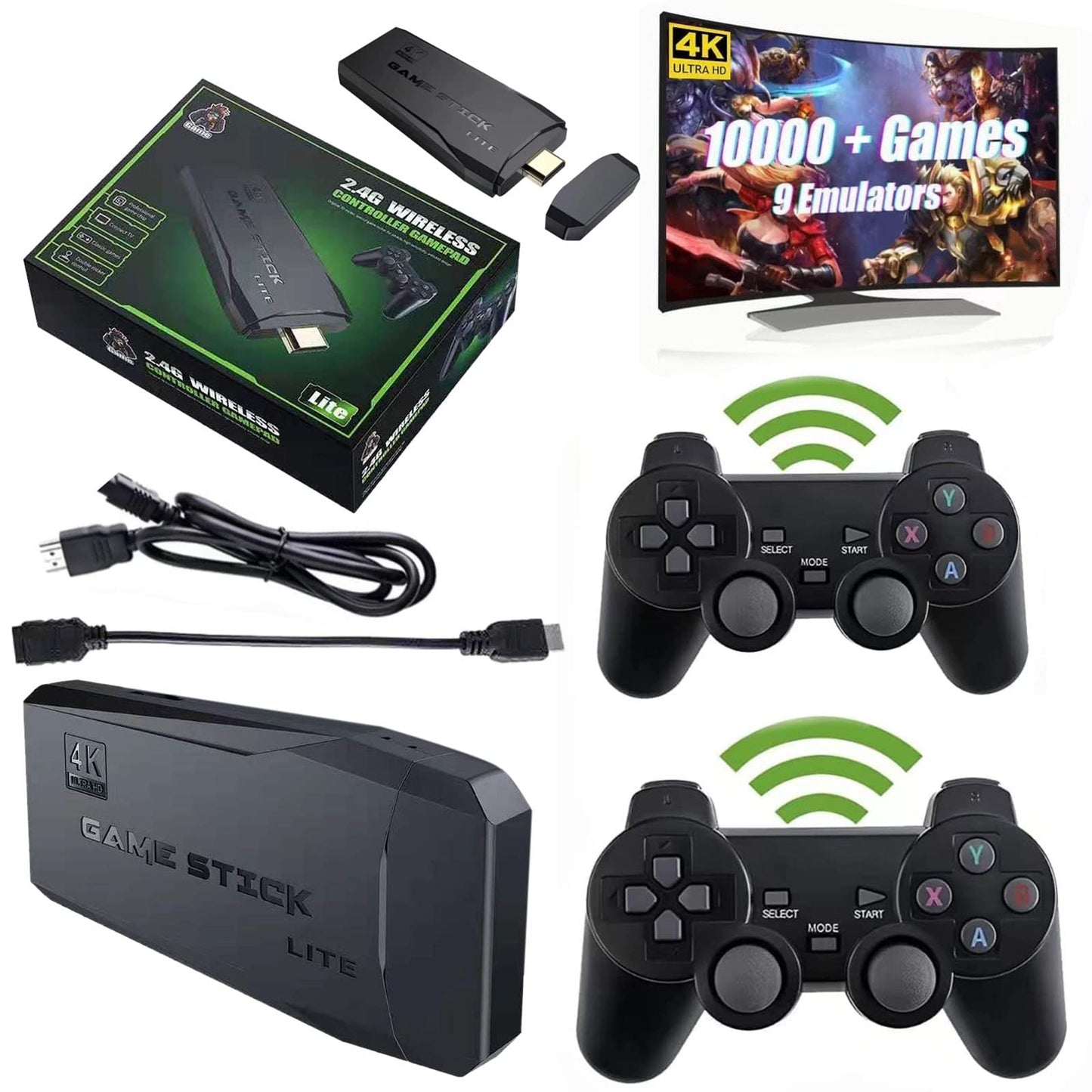 GAME STICK 4K (64 GB) - 10,000 RETRO GAME عصا ألعاب 4K بذاكرة 64 جيجا