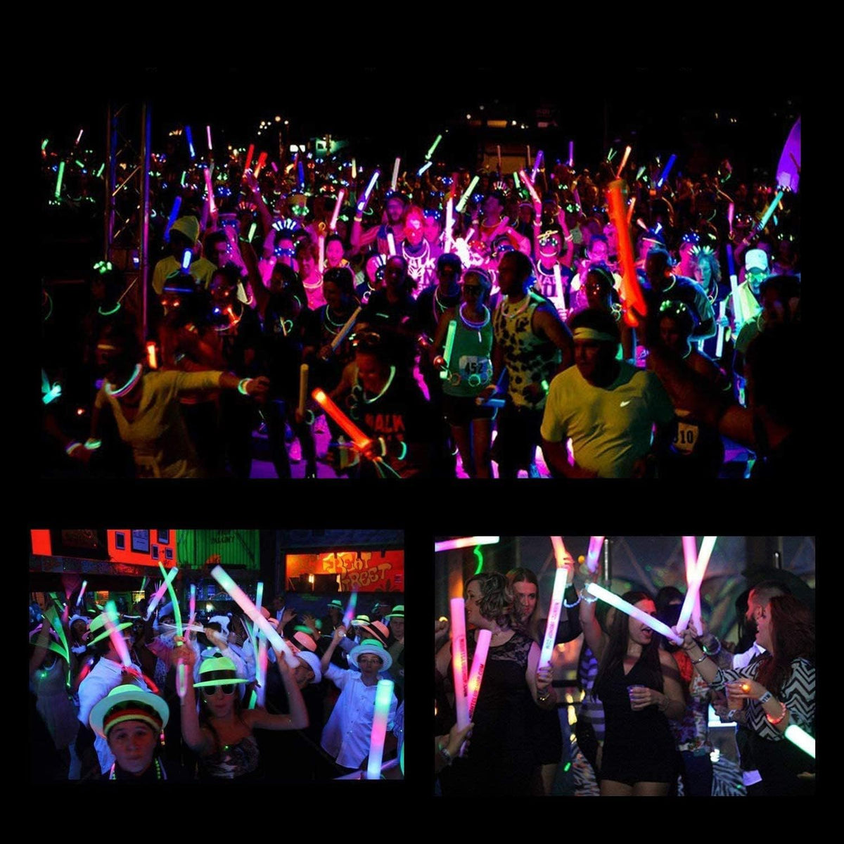16 PCS Foam Glow Sticks Bulk,Glow in The Dark Party Supplies,3 Modes Flashing LED Light Sticks Glow in The Dark Party Supplies Light Up Toys for Parties