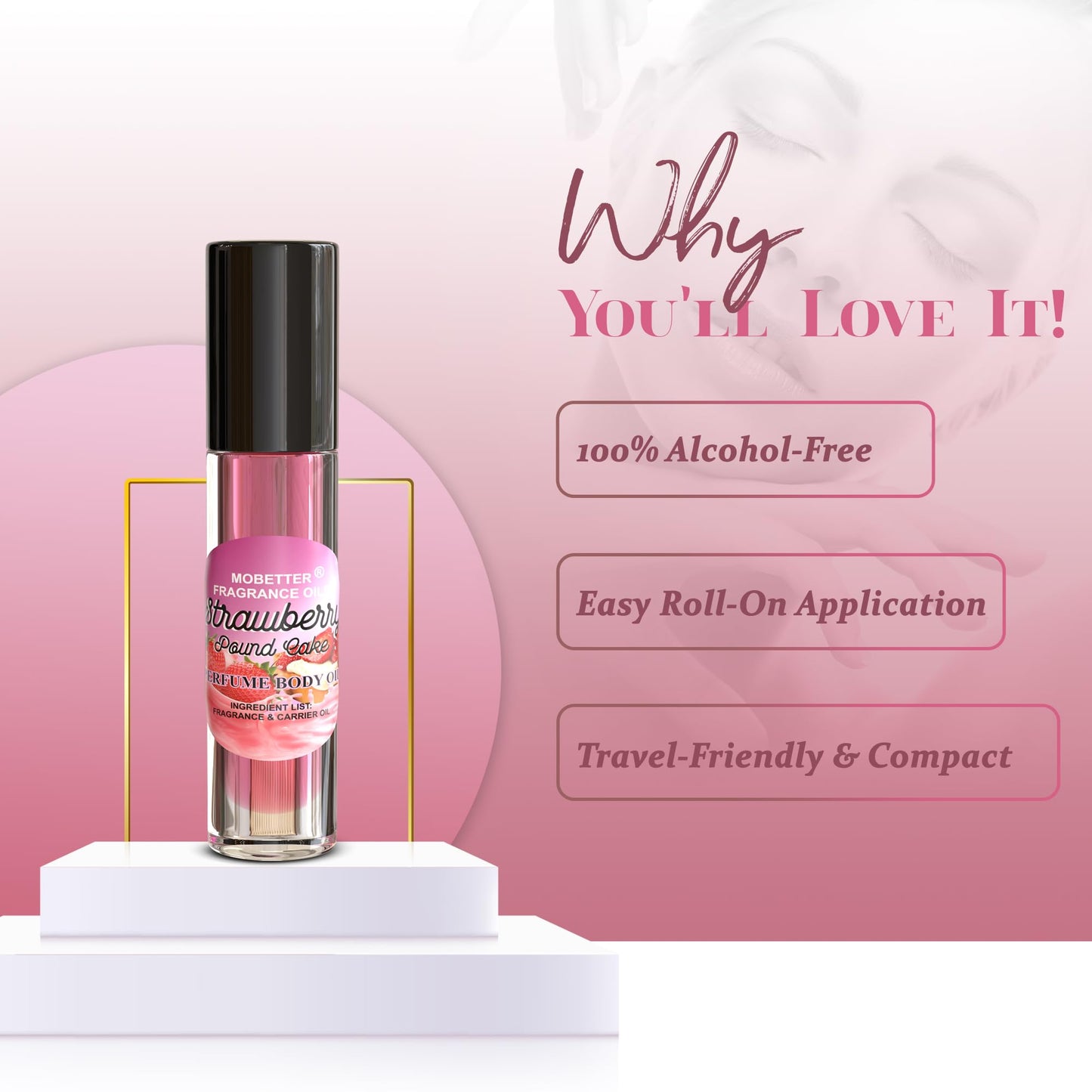 MOBETTER FRAGRANCE OILS Strawberry Pound Cake Perfume body oil fragrance, Floral Fruity Gourmand fragrance for women, Travel Size - Medaid International