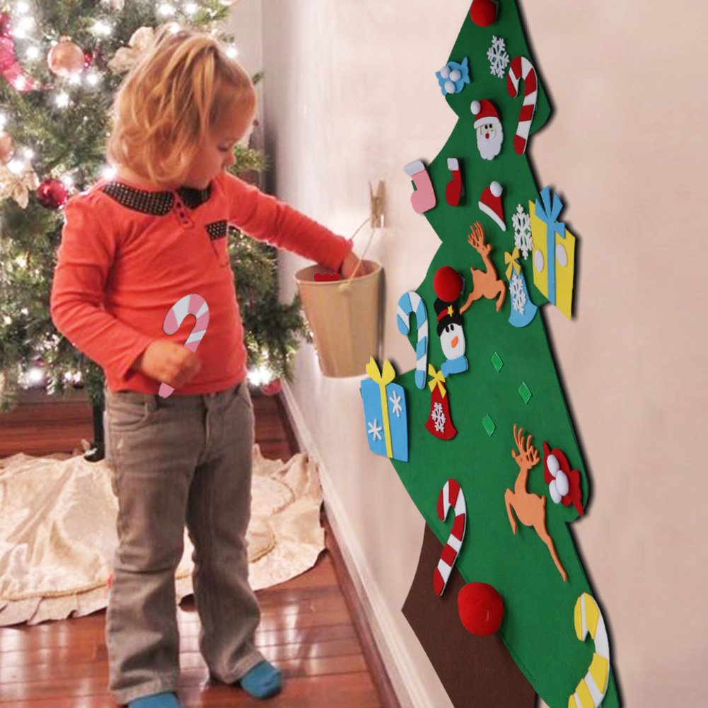 Aytai DIY Felt Christmas Tree Set with Ornaments for Kids, Xmas Gifts, New Year Door Wall Hanging Decorations - Medaid International
