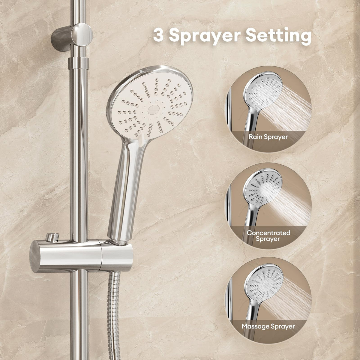 JOMOO Bathroom Shower Set, Rainshower and Bathroom Fixtures without Tap, Shower System included Rainfall Shower Head, Handheld Shower, Hoses for Bathroom, Chrome
