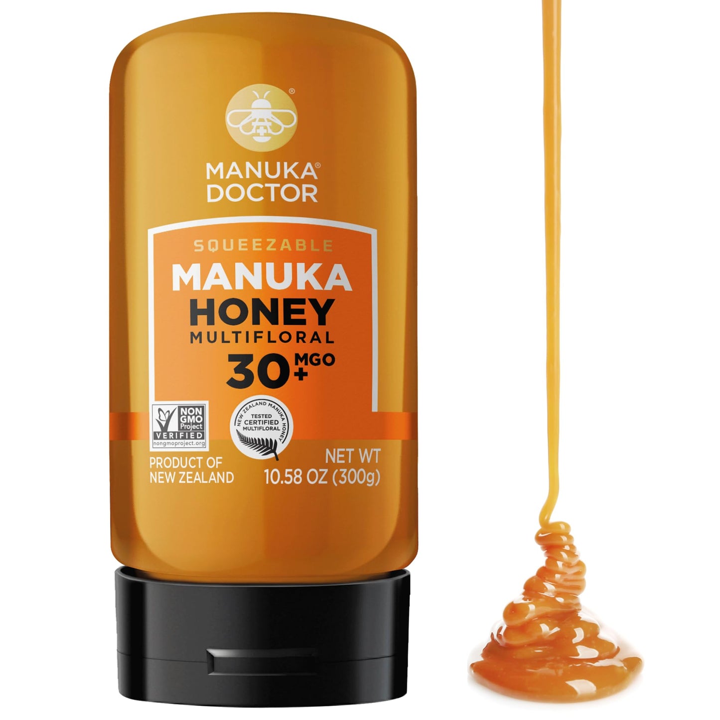 Manuka Doctor - MGO 30+ Squeezy Manuka Honey Multifloral, 100% Pure New Zealand Honey. Certified. Guaranteed. Raw. Non-GMO (10.58 oz) - Medaid International
