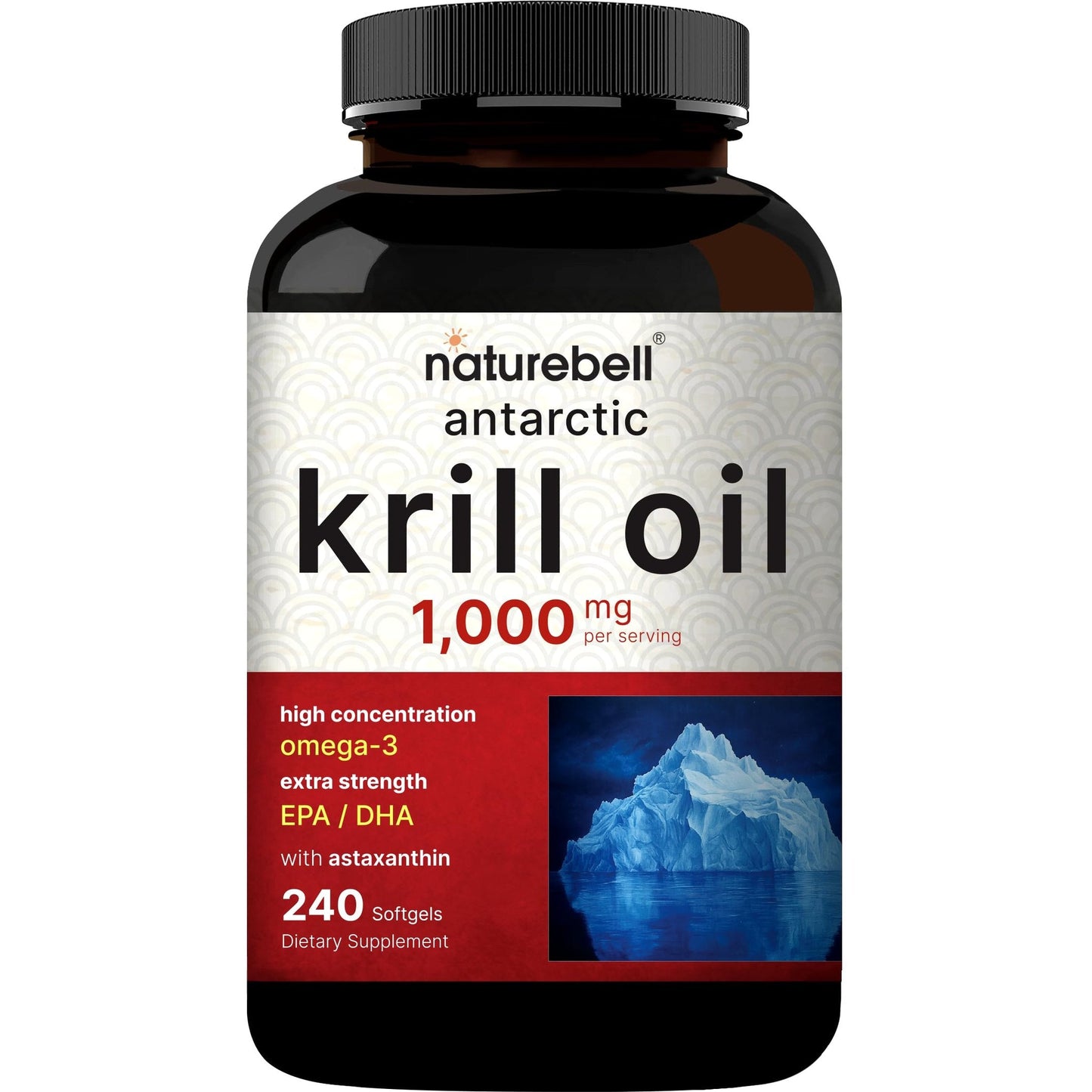 NatureBell Antarctic Krill Oil 1000mg Supplement, 240 Softgels, Natural Source of Omega-3s, EPA, DHA and Astaxanthin - No Aftertaste - Support Heart Health, Mercury Free & Non-GMO - Medaid International