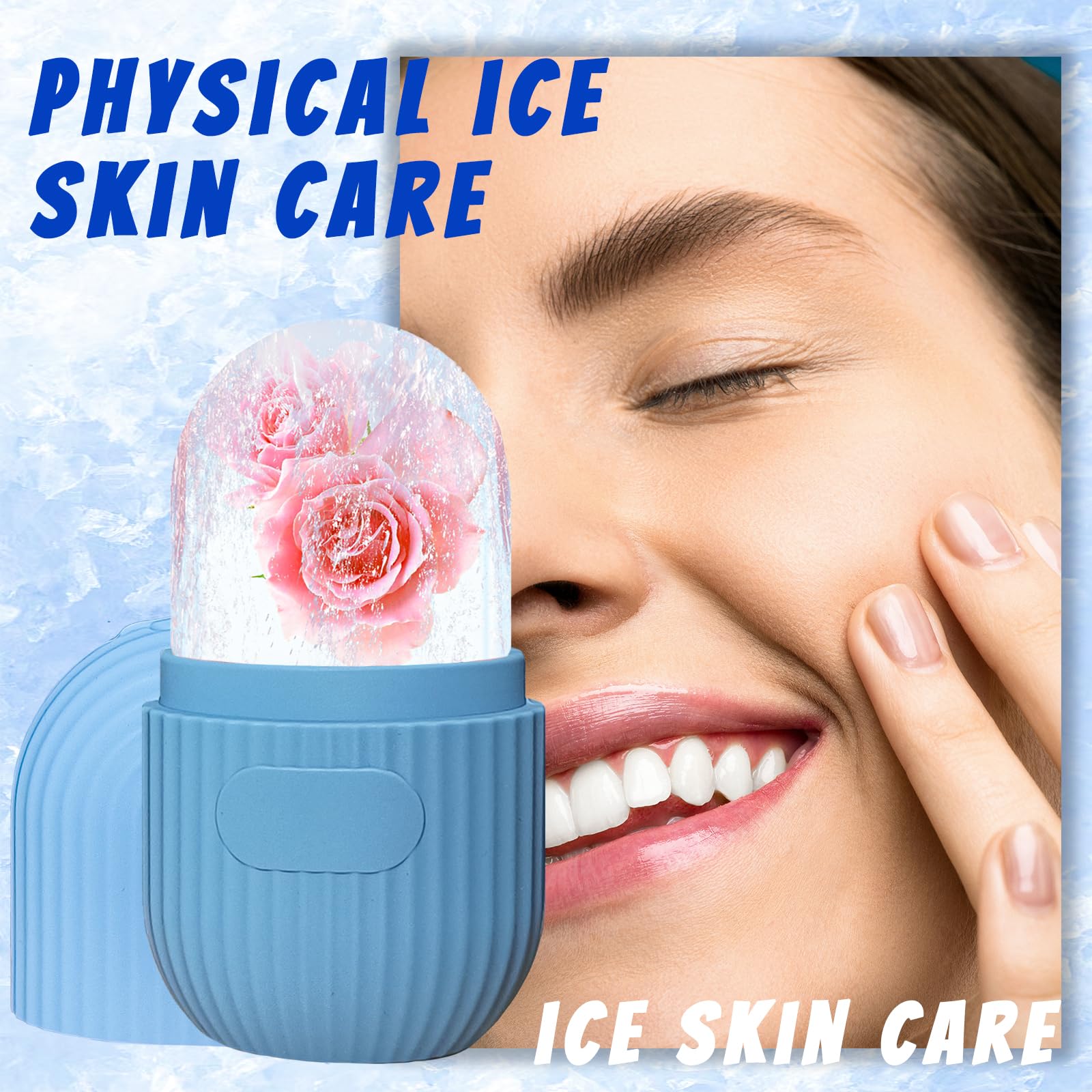 Joyeee Ice Face Roller, Reusable Silicone Mold Face Massage Eye Facial Beauty Skin Care Tools Apply Ice for Shrink Pores Anti Wrinkle Reduce Puffiness Improve Skin Elasticity, Striped - Medaid International