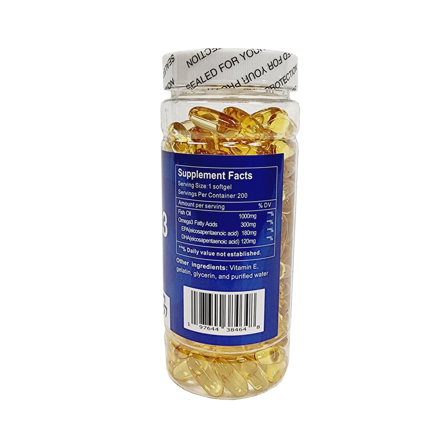 Fish Oil 1000 mg Softgels, 300 mg Omega 3 Supplements, 200 Softgels, 100 Days Supply - Medaid International