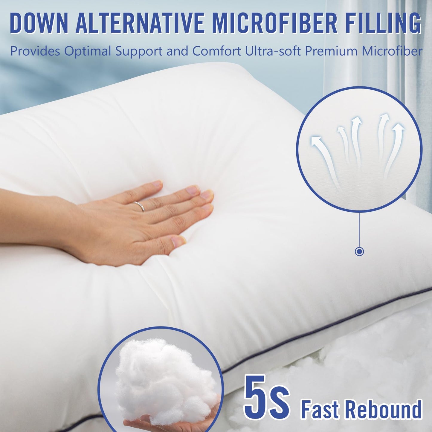 Vorouhals Hotel Collection Bed Pillows for Sleeping 2 Pack Standard Size Cooling Pillows Set of 2 for Back, Stomach or Side Sleepers, Super Soft Down Alternative Microfiber Filled Pillows - Medaid International