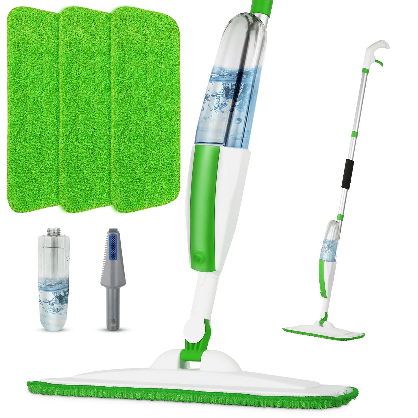 Mops for Floor Cleaning Wet Spray Mop with 14 oz Refillable Bottle and 3 Washable Microfiber Pads Home or Commercial Use Dry Wet Flat Mop for Hardwood Laminate Wood Ceramic - Medaid International
