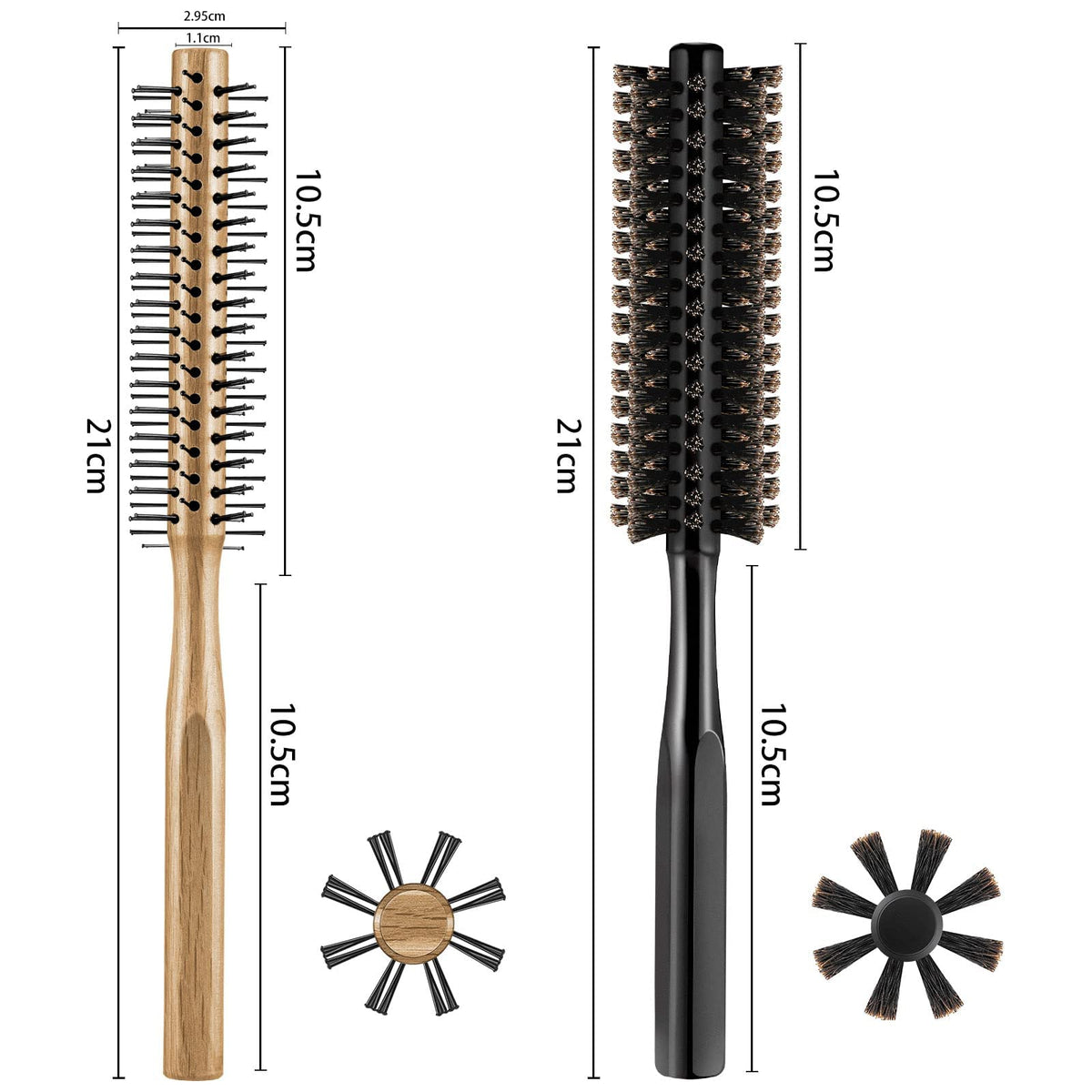 TERRIFI 2 Pieces Thick Round Hair Comb Bristle Round Hair Brush Blow Drying Hairbrush Small Brush Short Hair Massage Comb Head Massage Round Brush Roll Hairbrush for Wet or Dry Hair