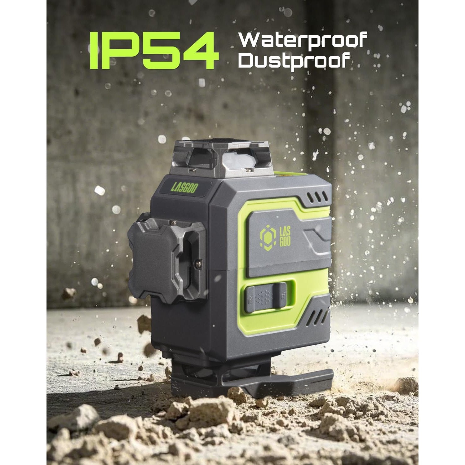 LasGoo LG-4D 16 Green Beam 4x360° Laser Level, Self-Leveling Tool with Horizontal and Vertical Dual Layout, Ideal for Construction and Picture Hanging, Magnetic Pivot Bracket Included - Medaid International