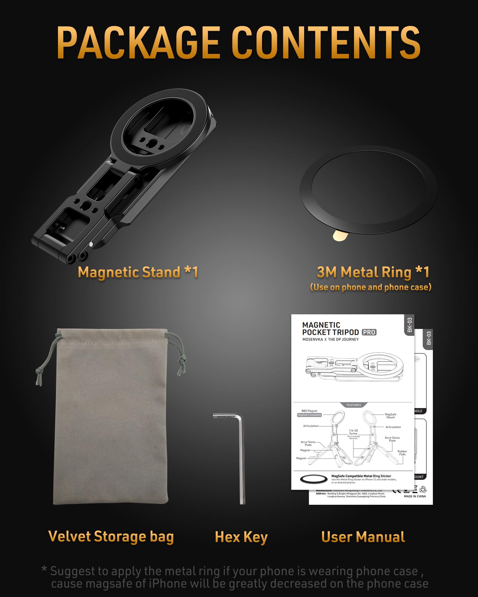 MOSENVKA Dual Magnetic Phone Tripod Foldable Double Magnet Mount Pocket Cell Phone Stand for iPhone 16/15/14/13/12 Plus Max for Ipad Travel Gym Magnetic Tripod [US Patent Registered] - Medaid International