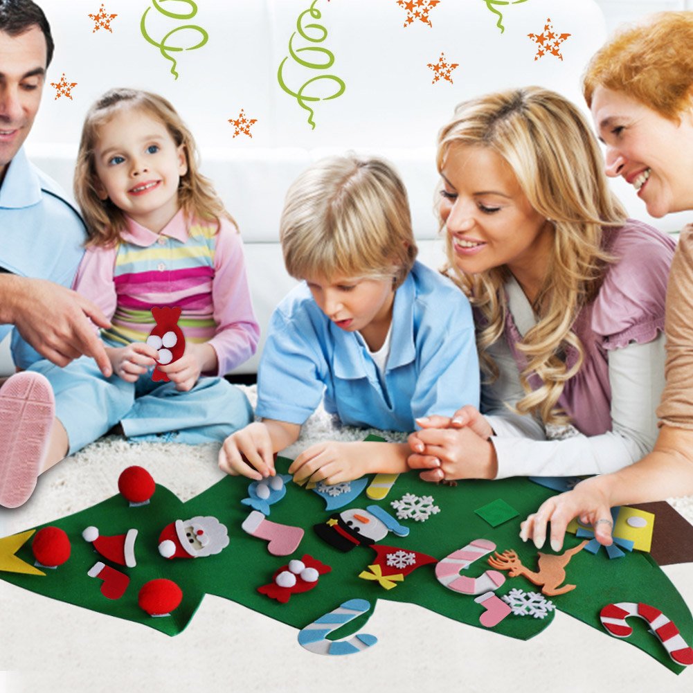 Aytai DIY Felt Christmas Tree Set with Ornaments for Kids, Xmas Gifts, New Year Door Wall Hanging Decorations - Medaid International